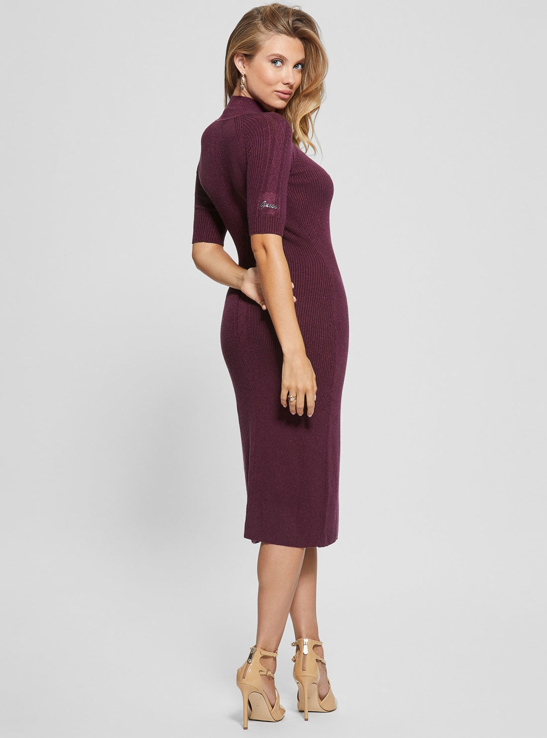 Maroon Arielle Knit Midi Dress