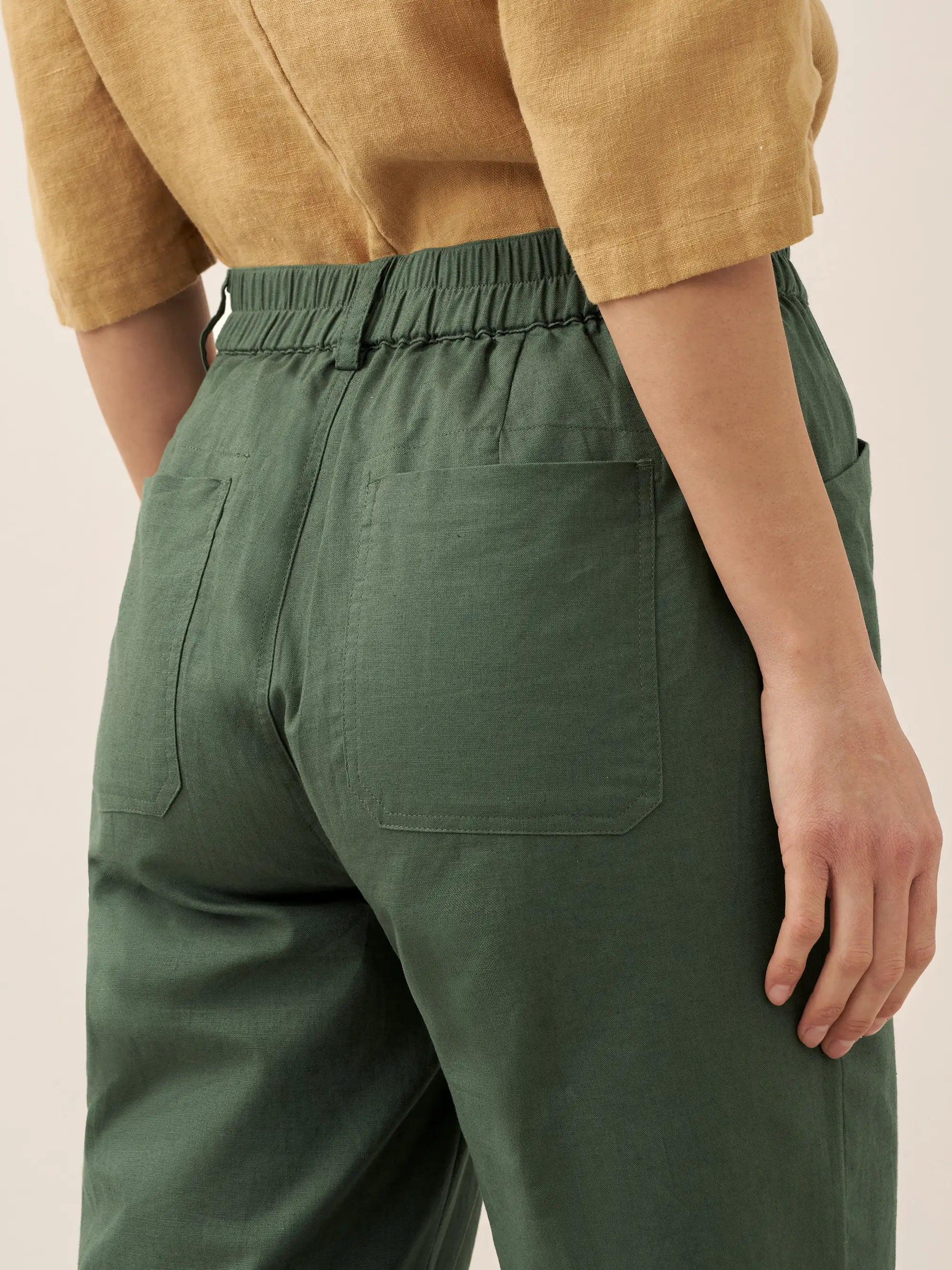 Linen Simple Button Fly Trousers