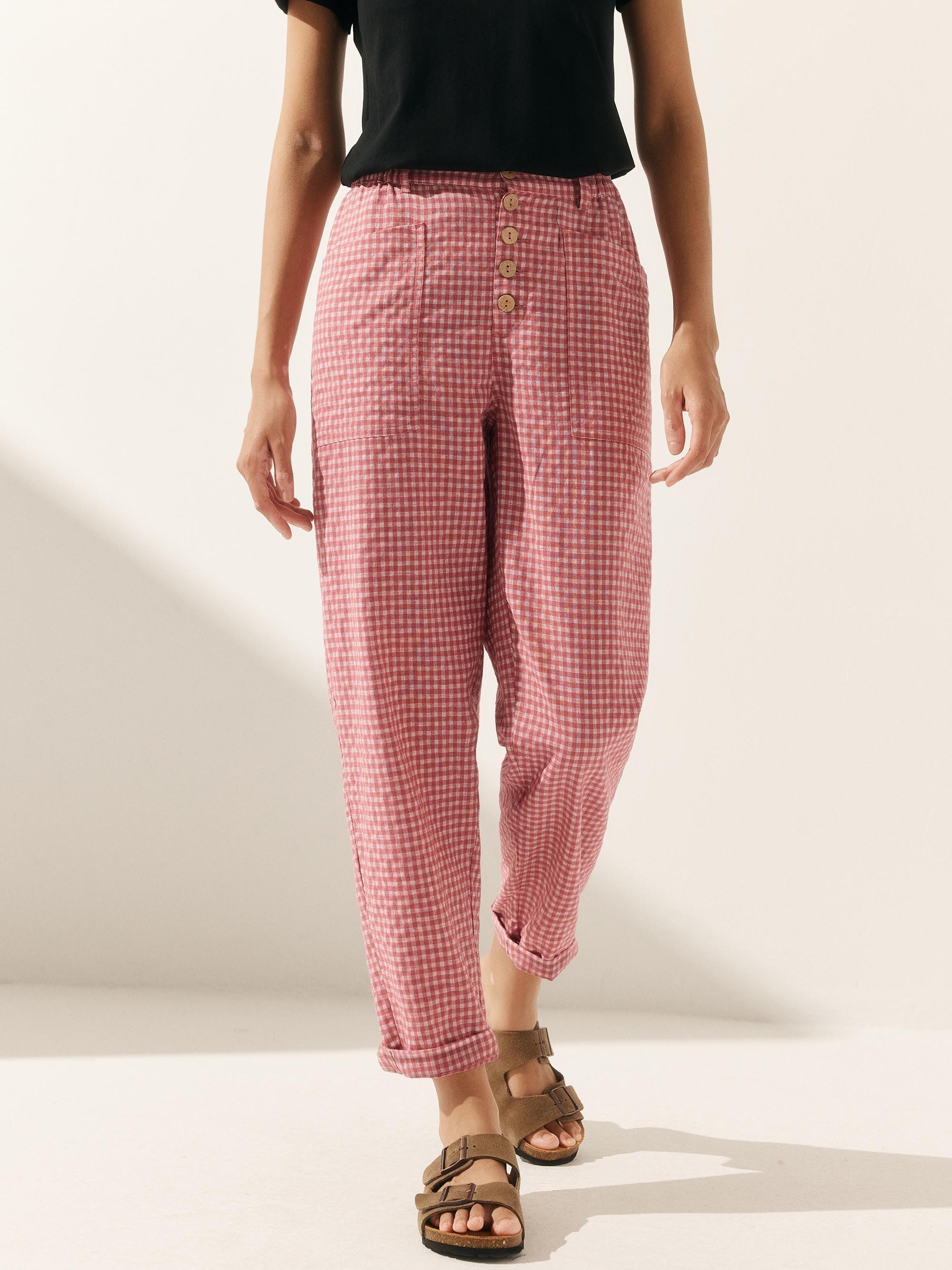 Linen Simple Button Fly Trousers