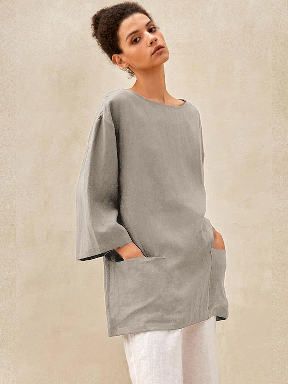 100% Linen Loose Long Shirt LILY