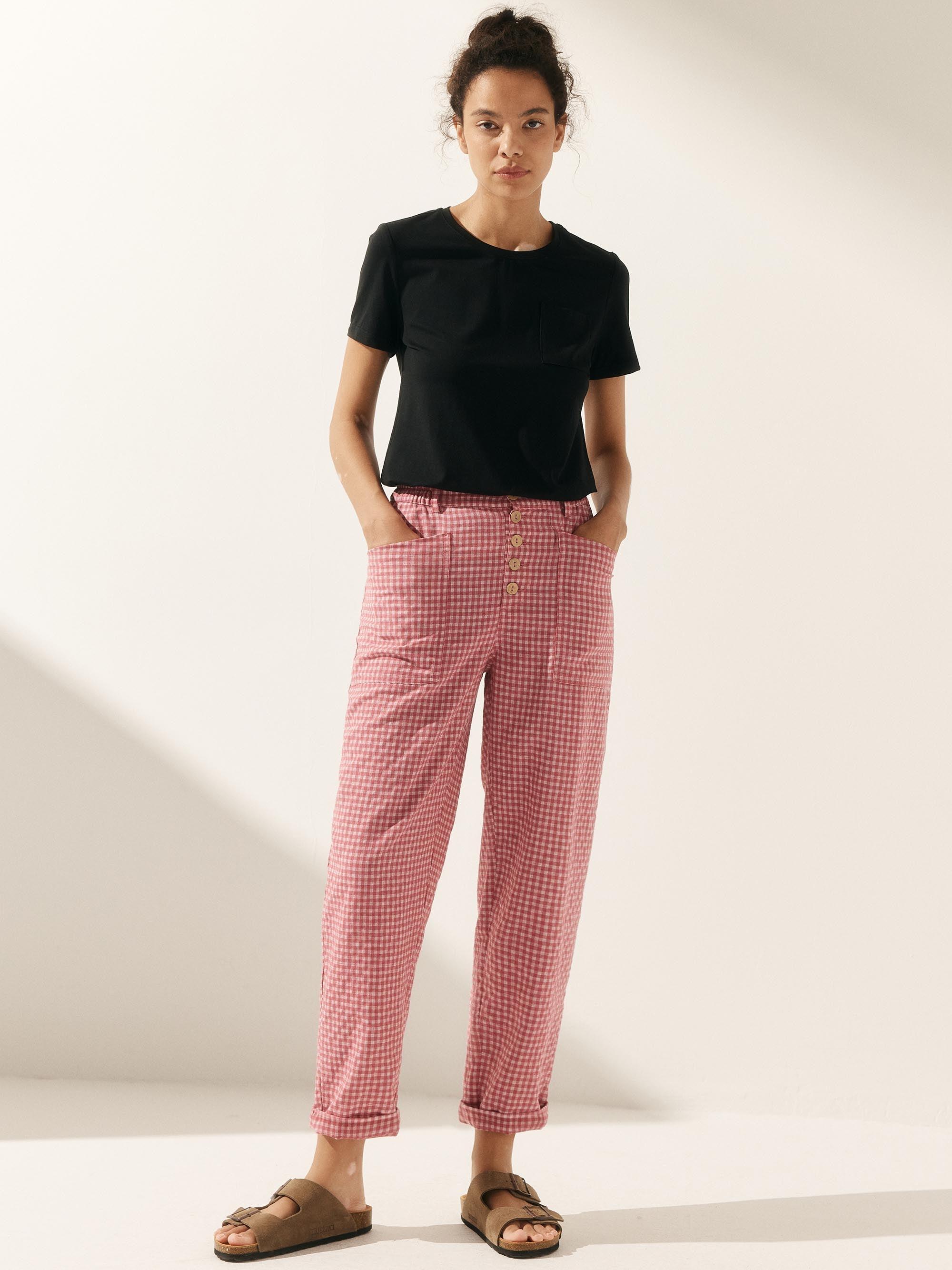 Linen Simple Button Fly Trousers
