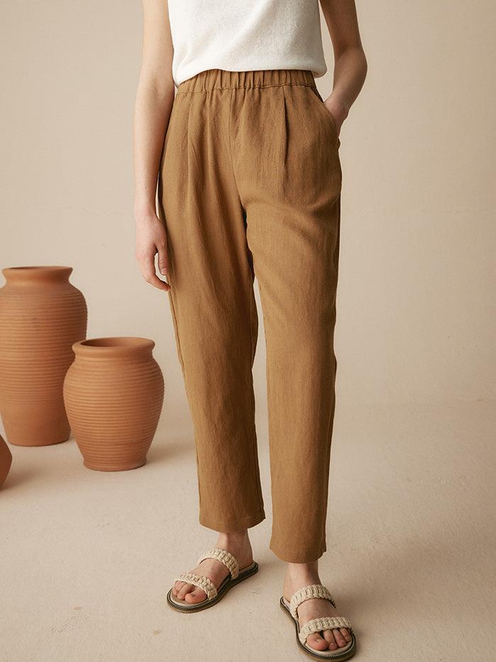 100% Linen Tapered Pants PATRICIA