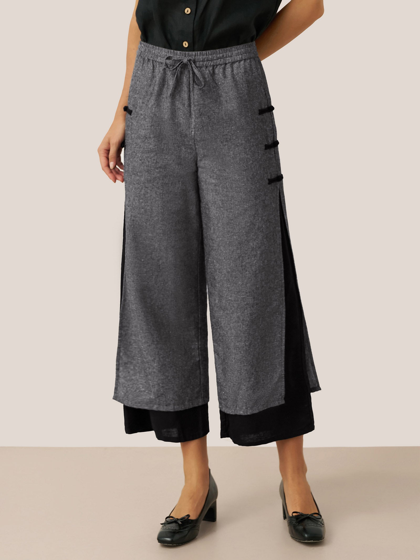 Linen Double Layer Handmade Capri Pants STELLA