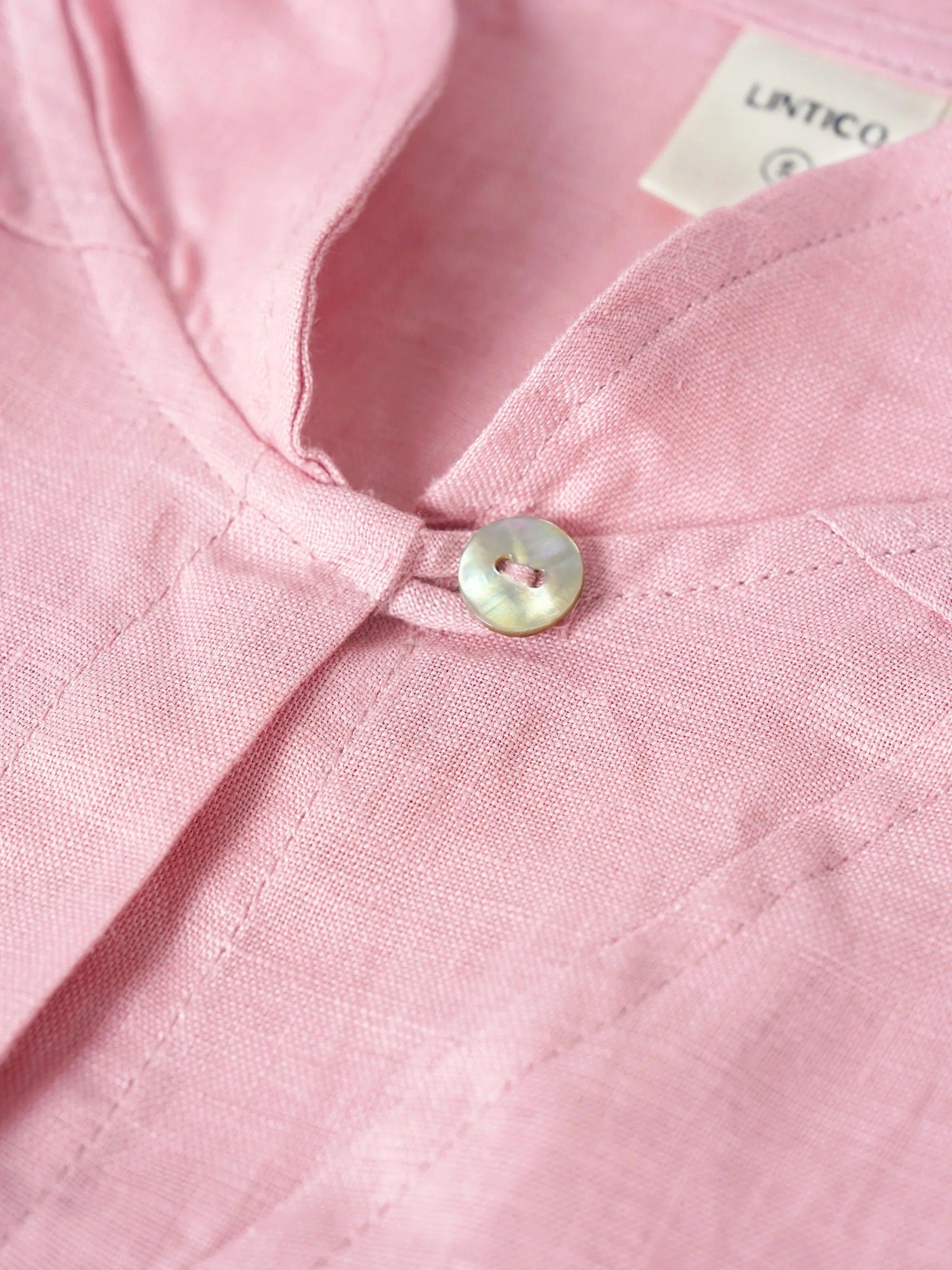 100% Linen Shawl V-Neck Half Sleeve Top JADE