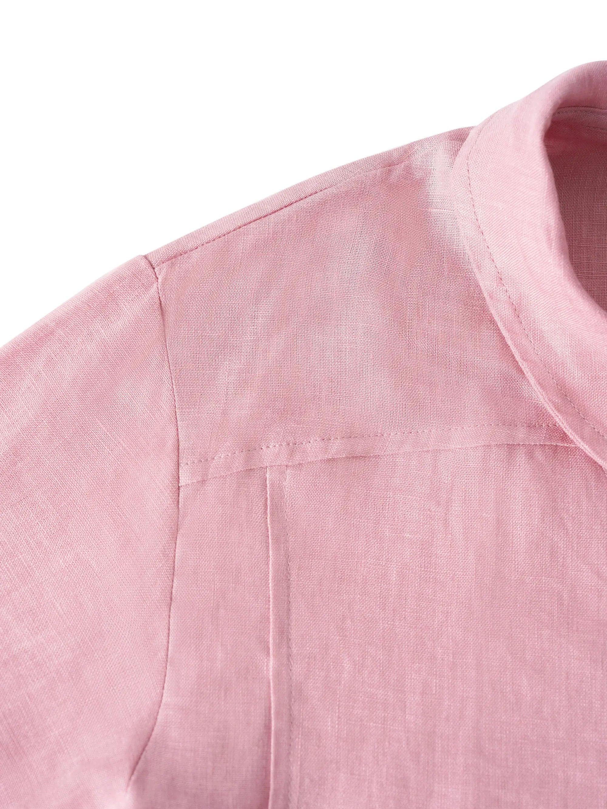 100% Linen Shawl V-Neck Half Sleeve Top JADE