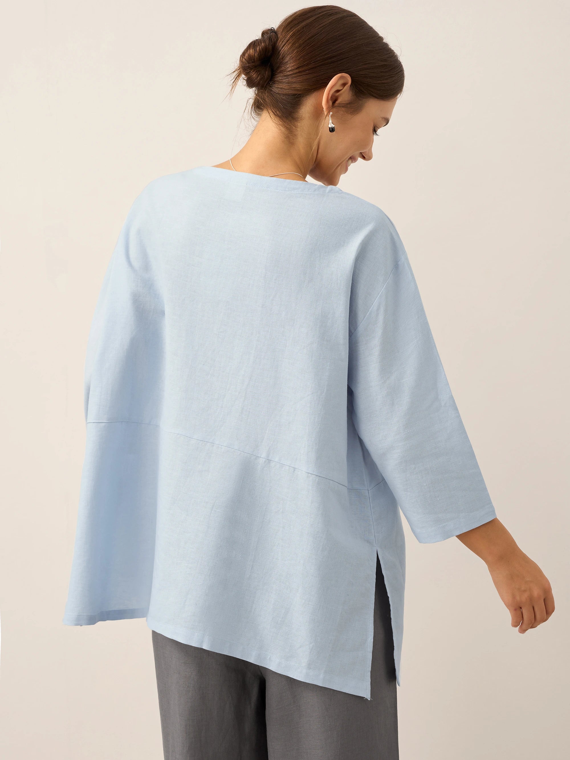 Linen White Boat Neck Oversized Top AVA