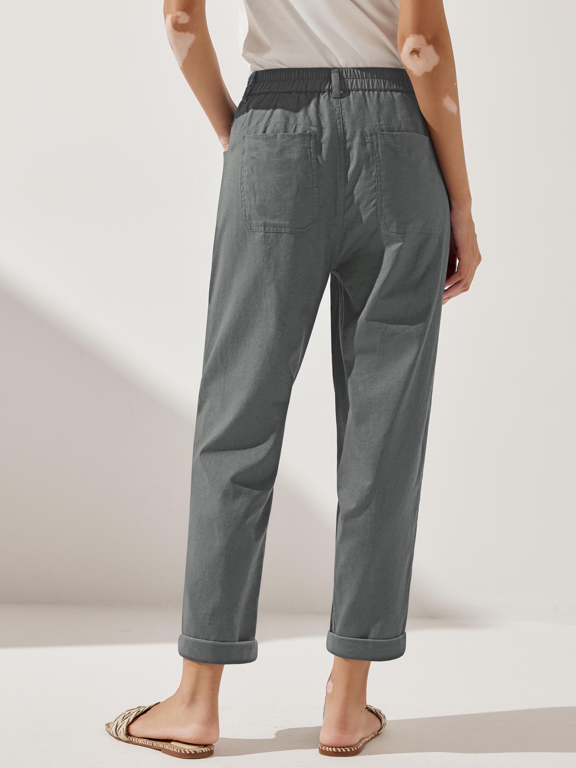 Linen Simple Button Fly Trousers