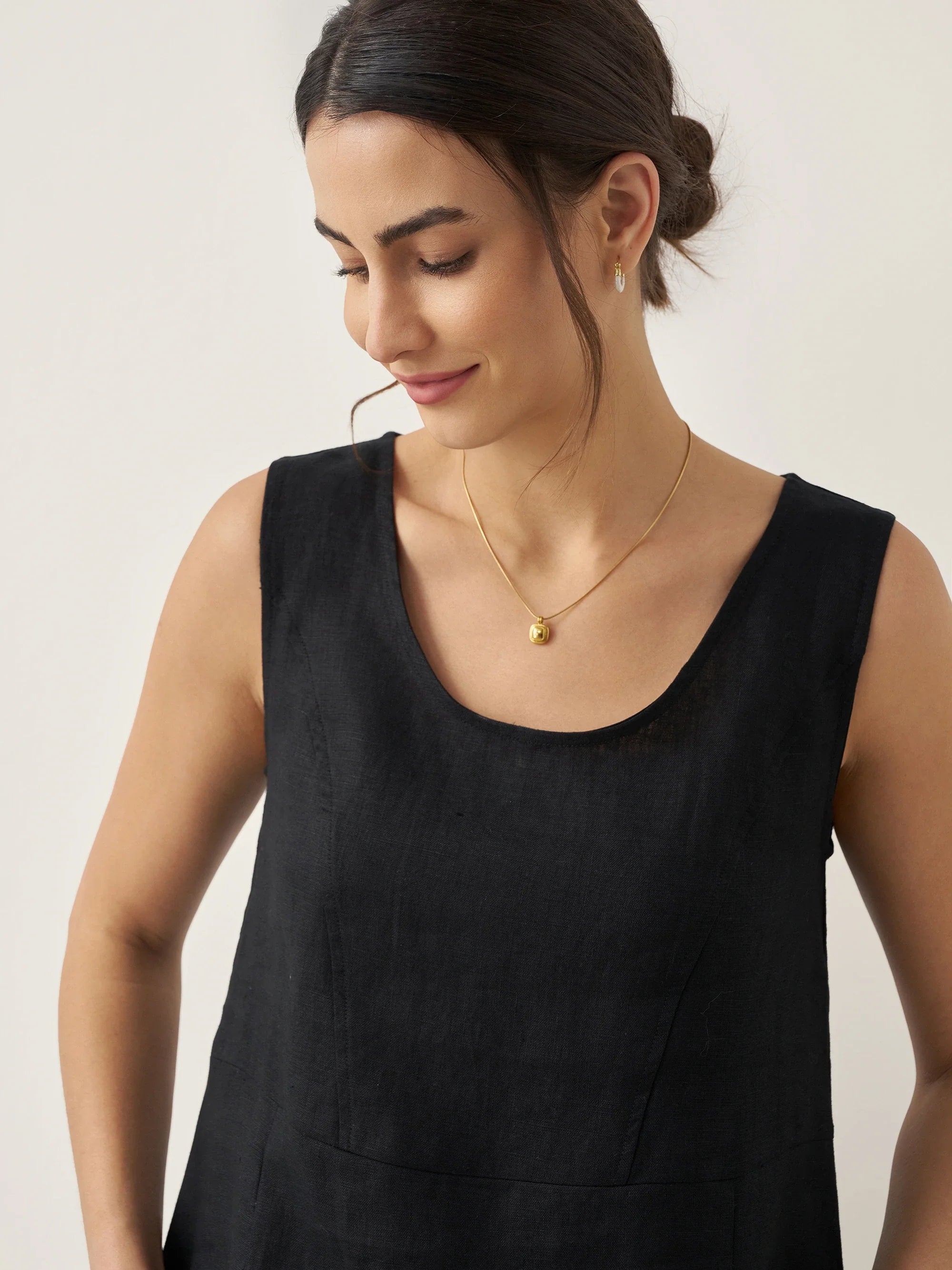 100% Linen Swing Beach Tank Dress GIANA