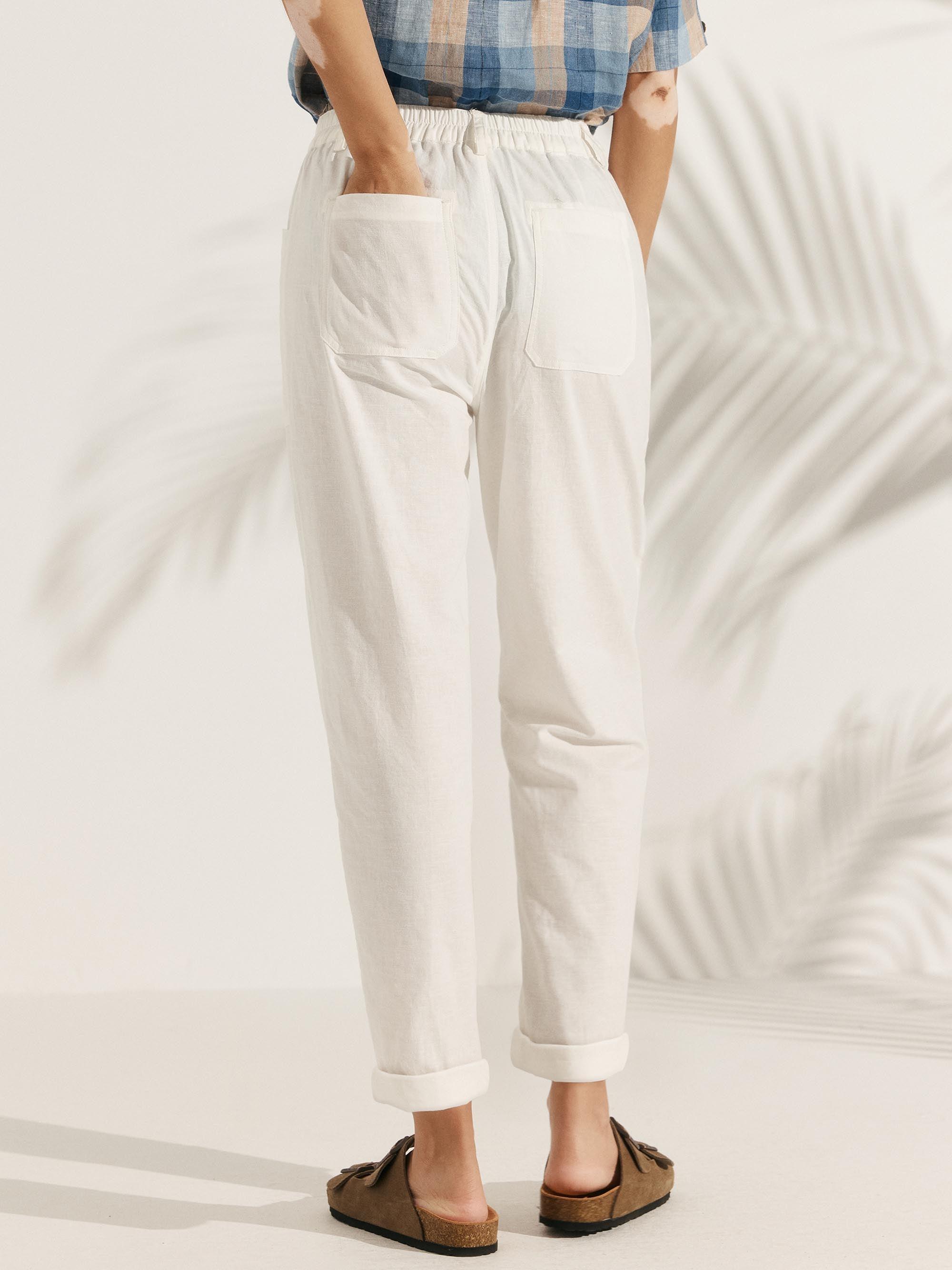 Linen Simple Button Fly Trousers