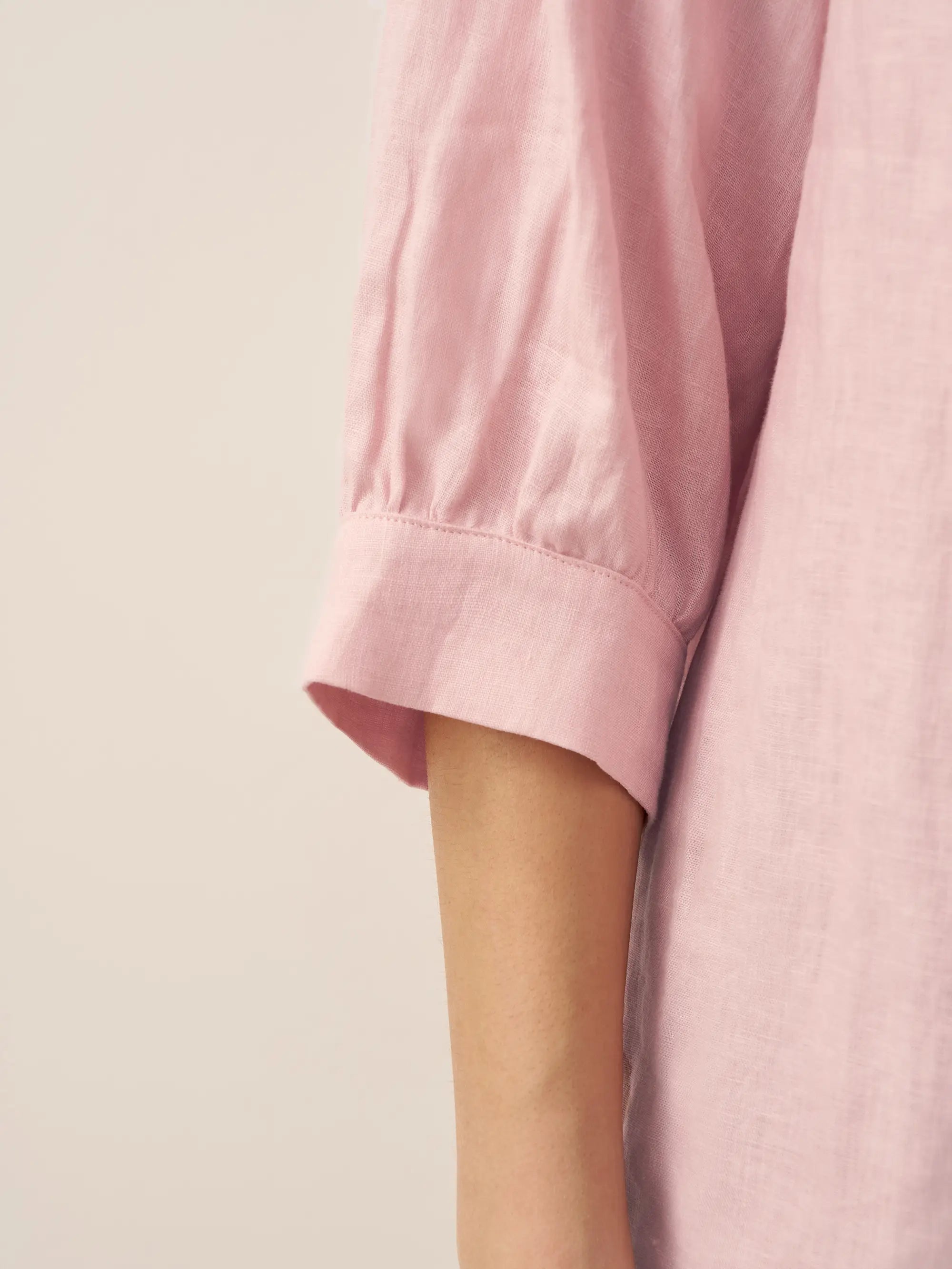 100% Linen Button-Front Drop Shoulder Shirt EASTER