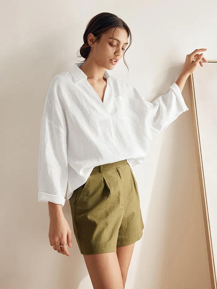 Linen Oversized Fit Pocket Shirt ELOWEN