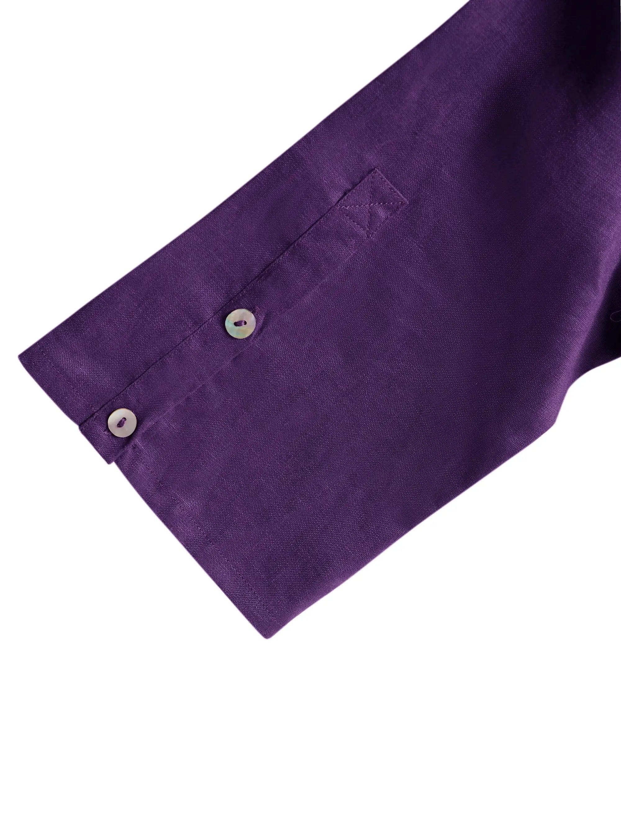 100% Linen Collarless Mid-Length Dress