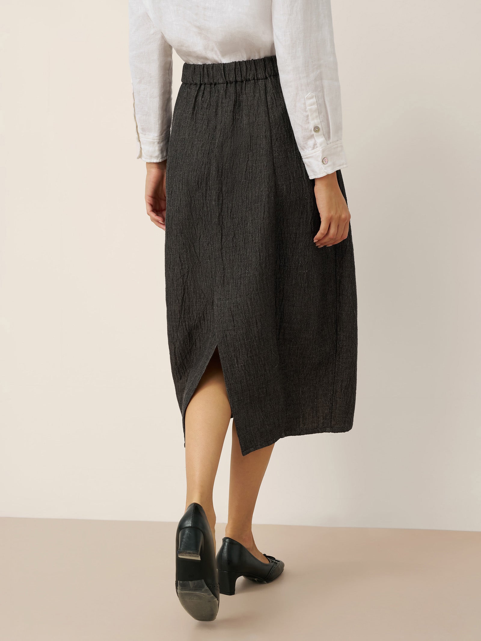 Linen Cocoon-Shaped Elastic Waist Skirt RHIANNON