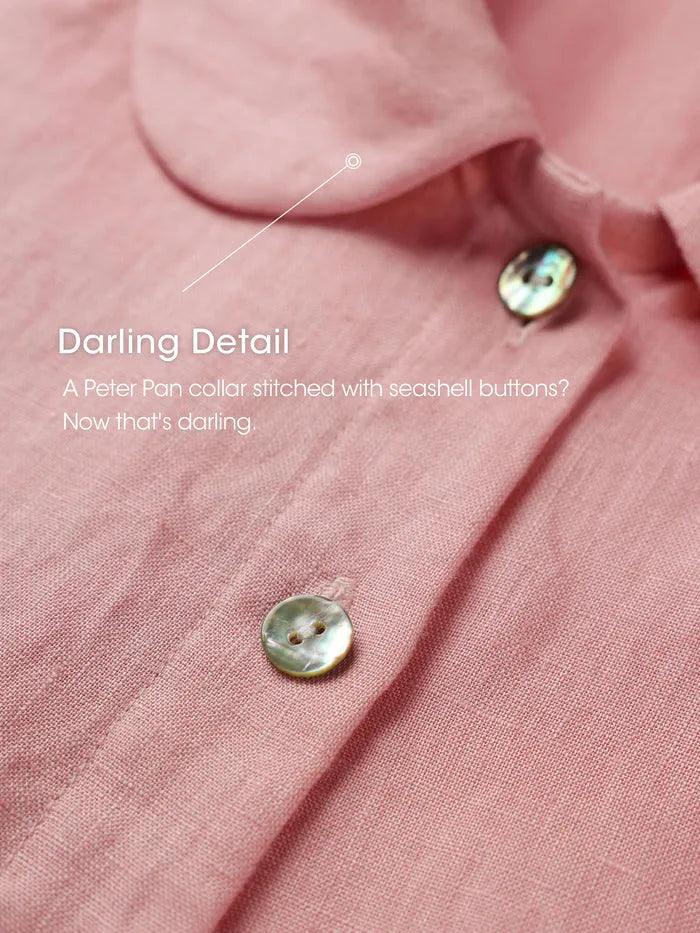 100% Linen Peter Pan Collar 3/4 Sleeve Shirt ASTRID