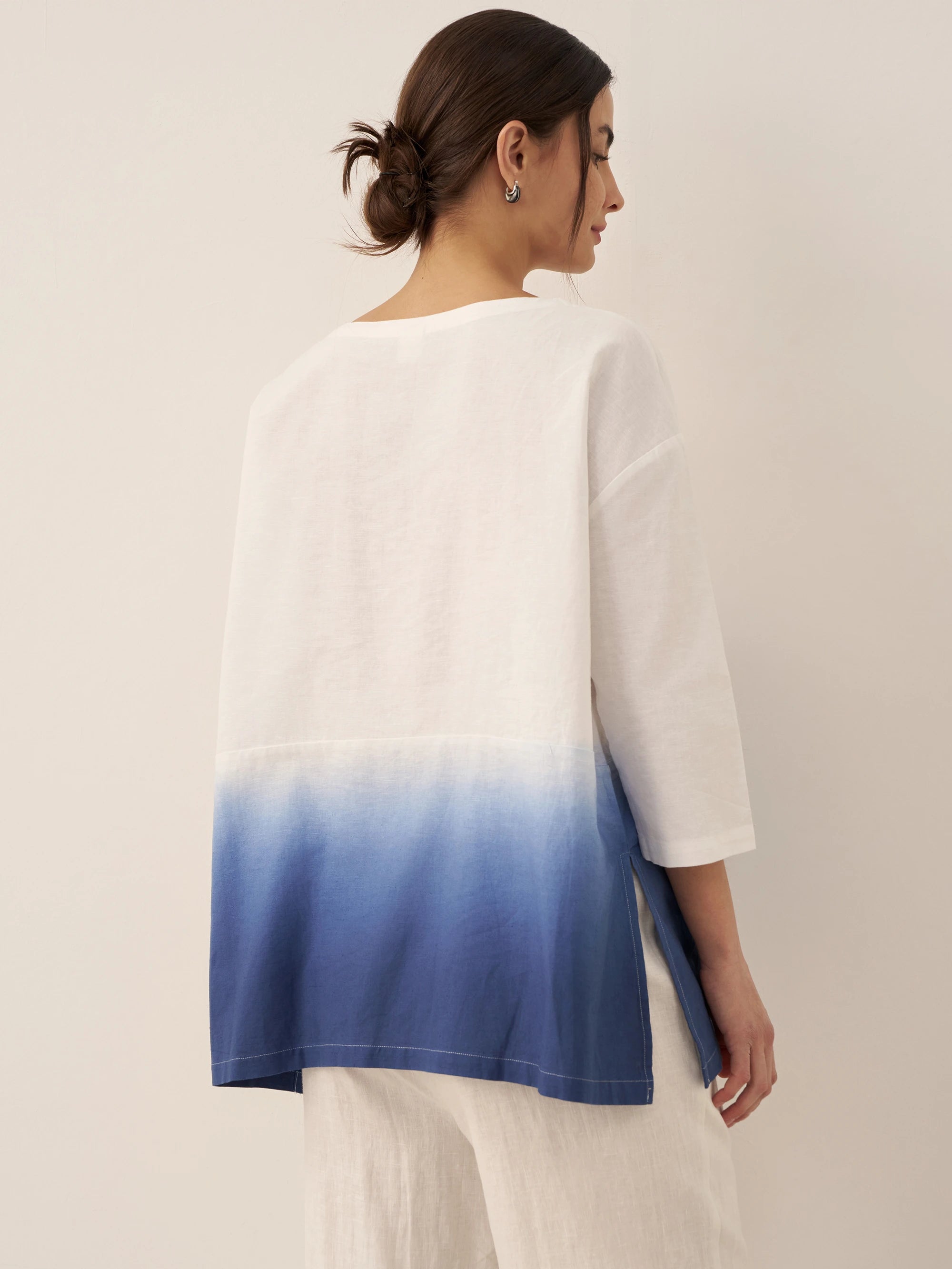 Linen White Boat Neck Oversized Top AVA