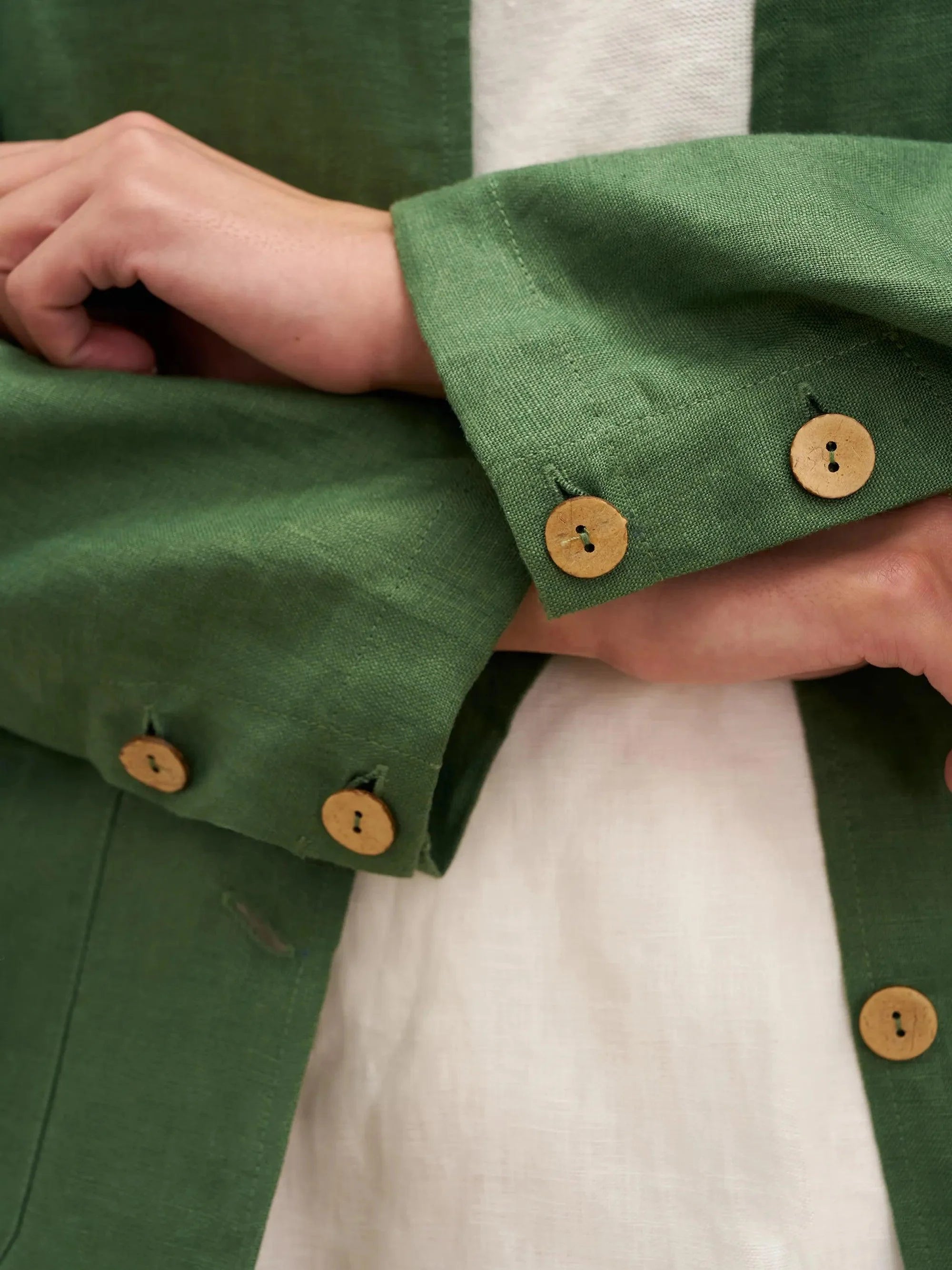 100% Linen Peter Pan Collar Patch Pocket Shirt Jacket LYDIA