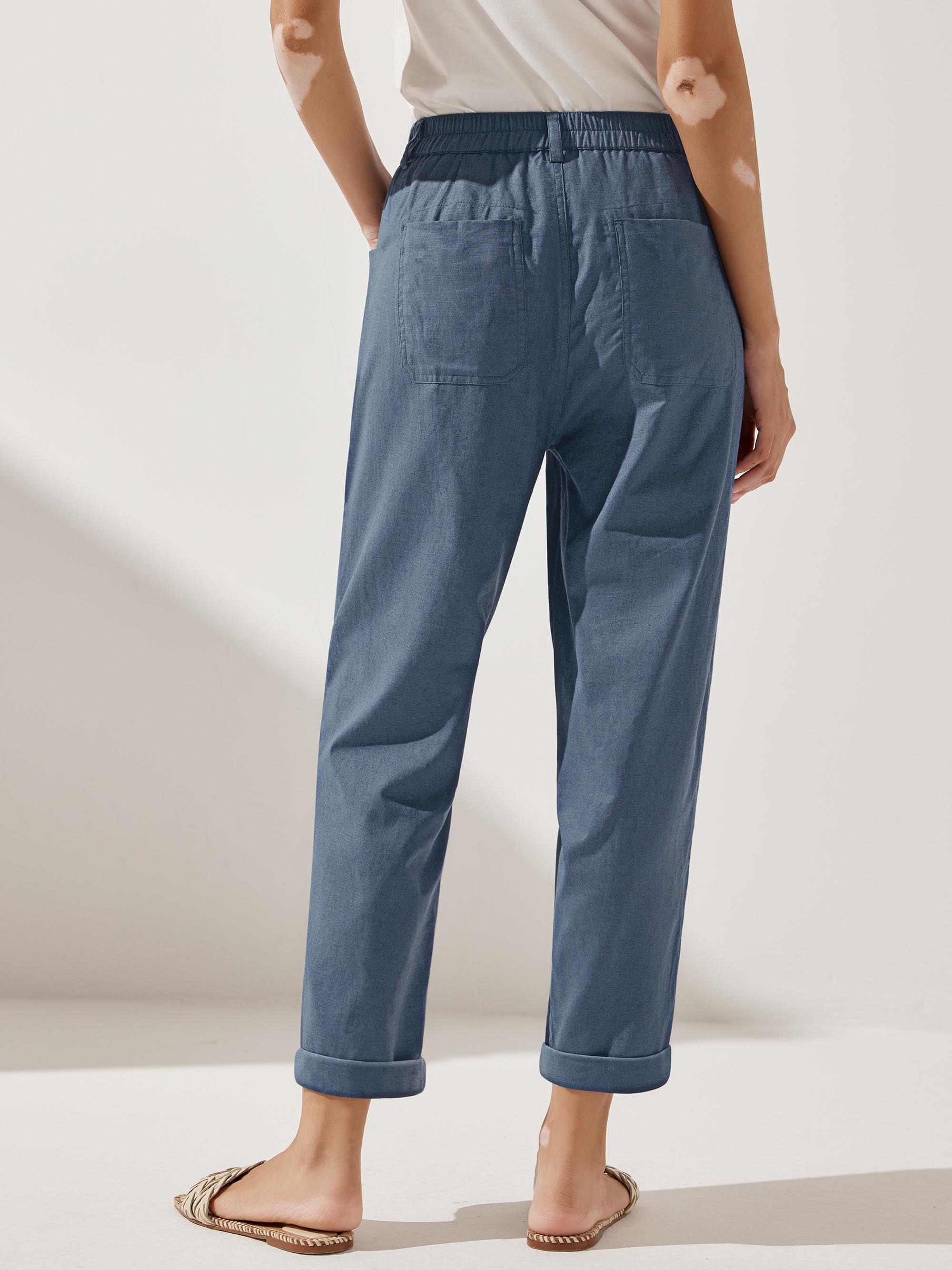 Linen Simple Button Fly Trousers