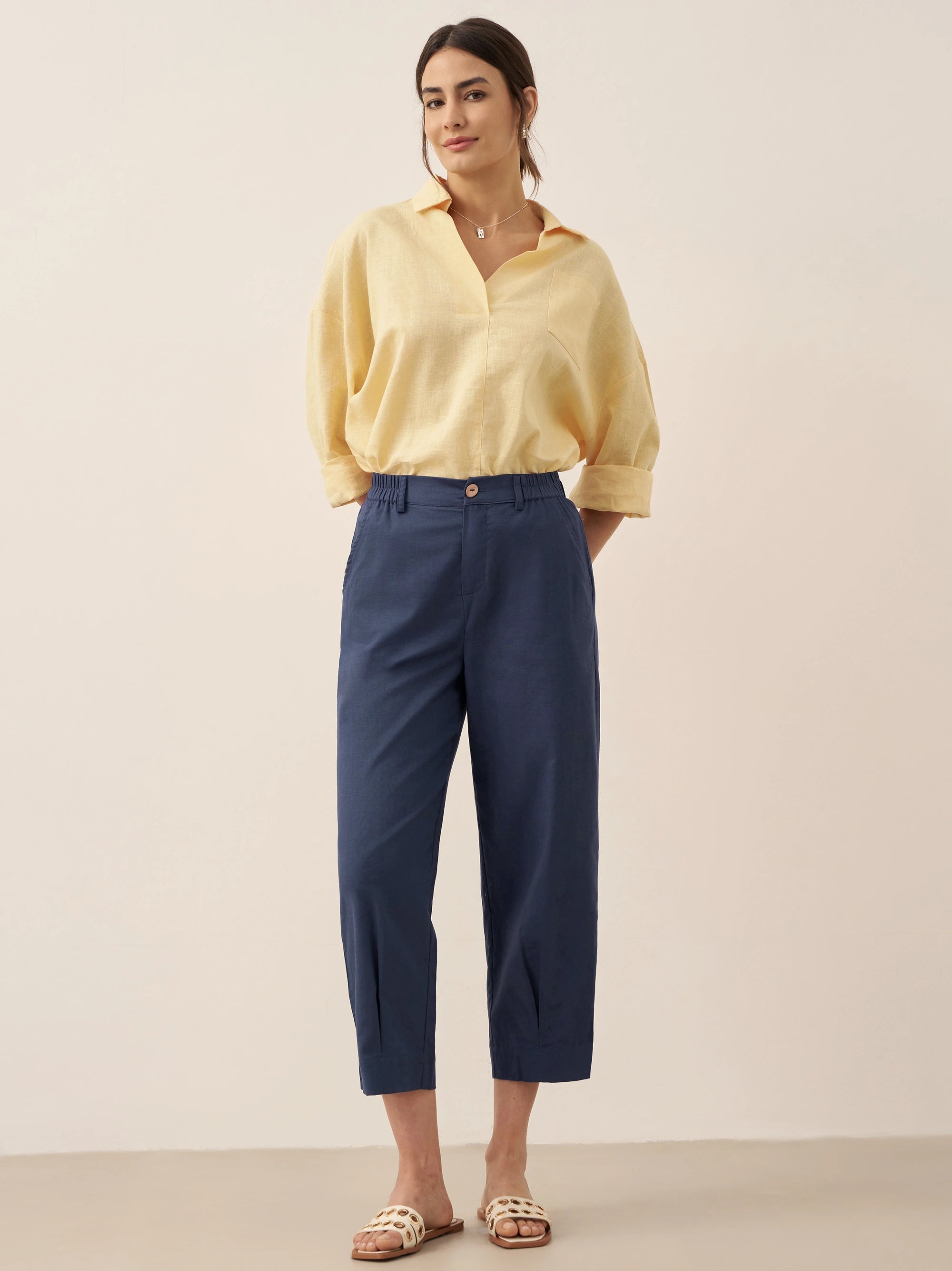 Linen Oversized Fit Pocket Shirt ELOWEN