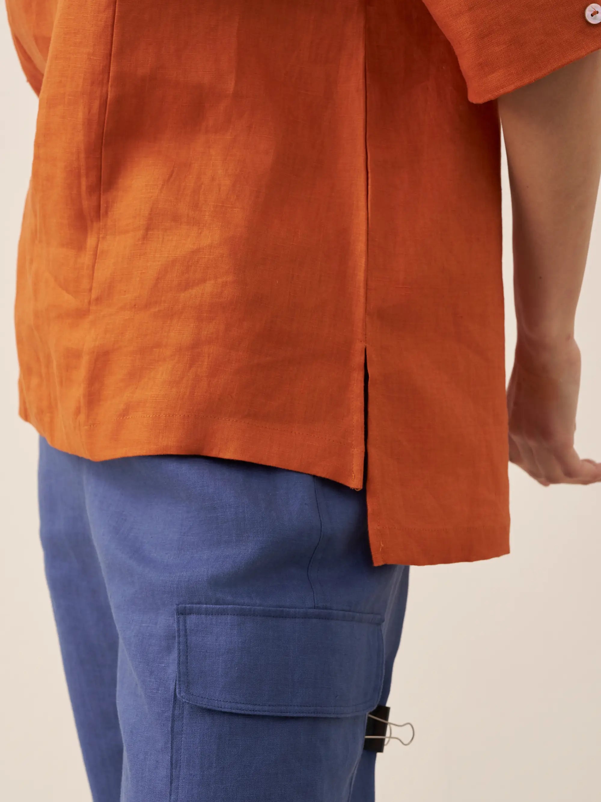 100% Linen V-Neck Short Sleeve Shirt SIERRA