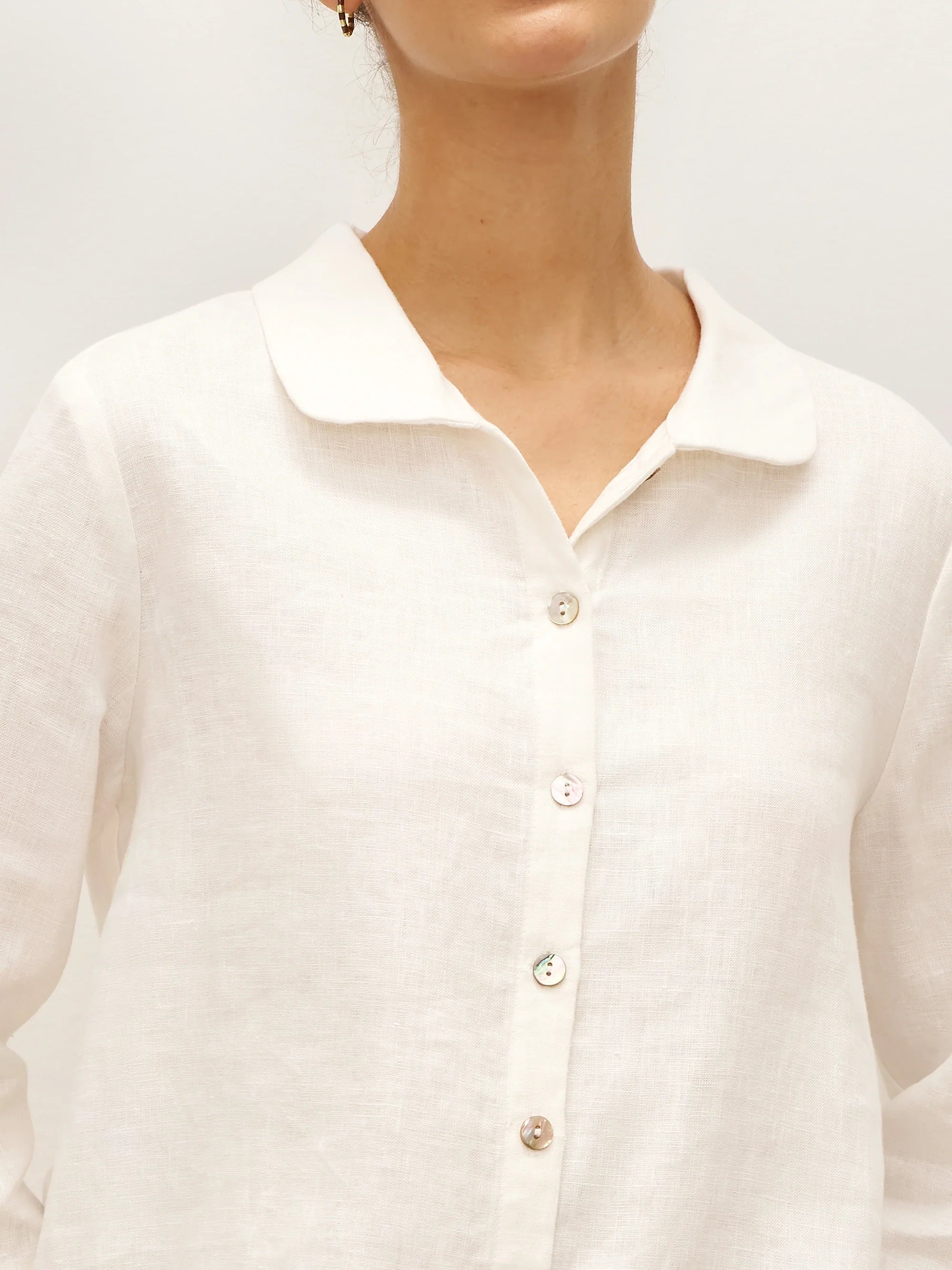 100% Linen Peter Pan Collar 3/4 Sleeve Shirt ASTRID