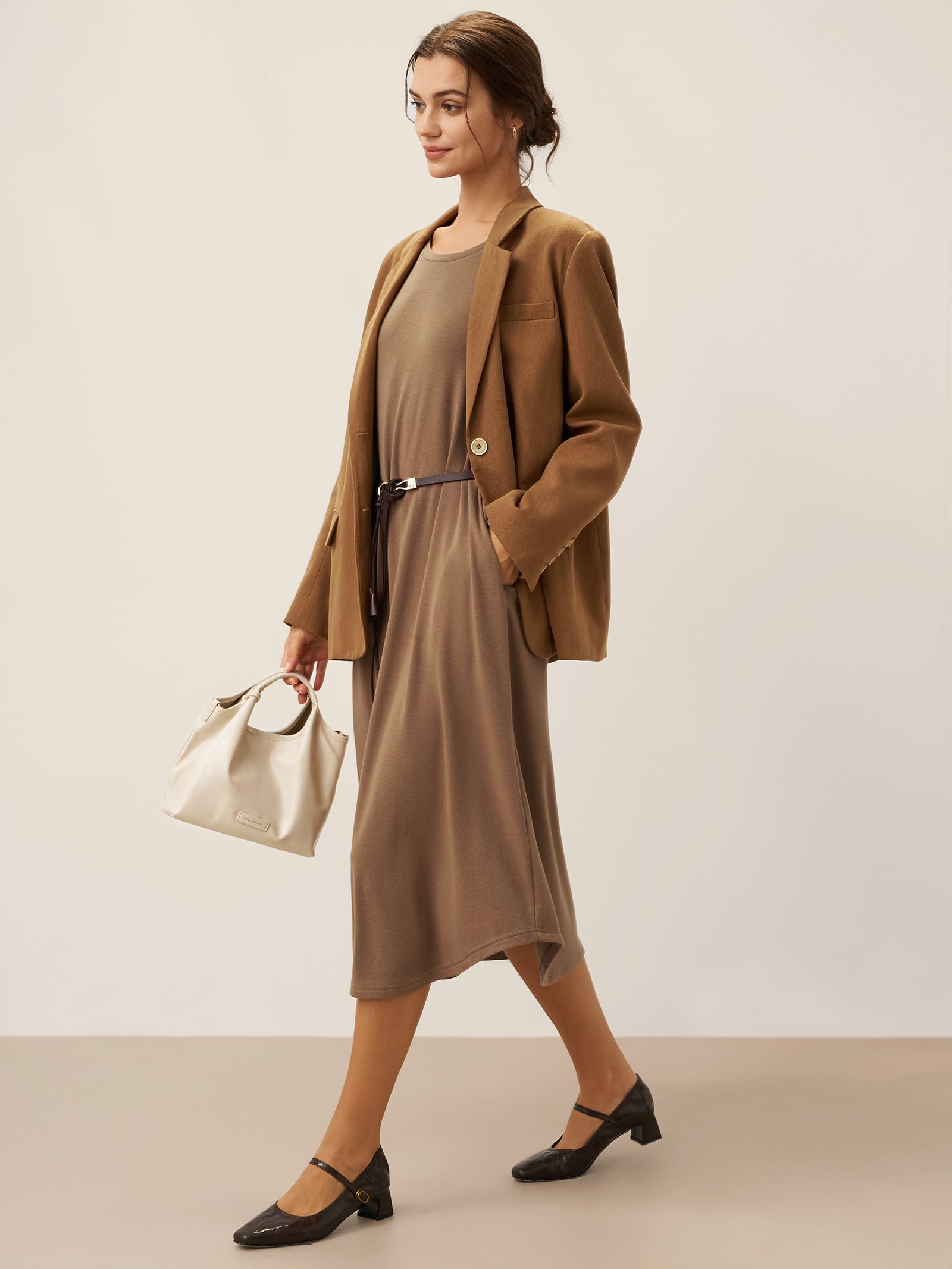 A-Line Curved Hem Stretch Maxi Dress KAYLA