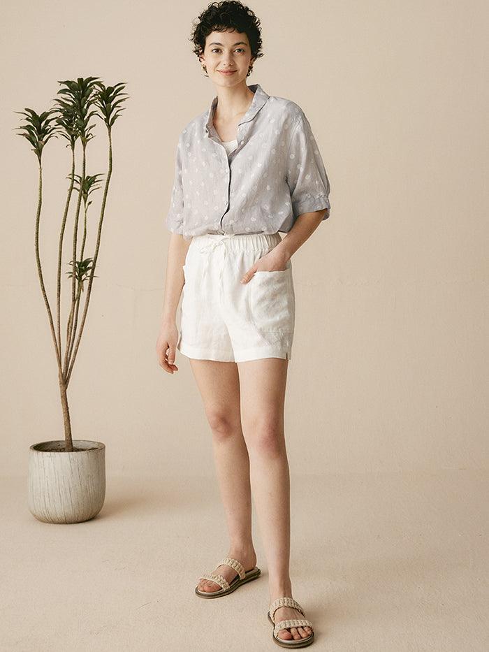 Linen Polka Dots Oversized Linen Shirt
