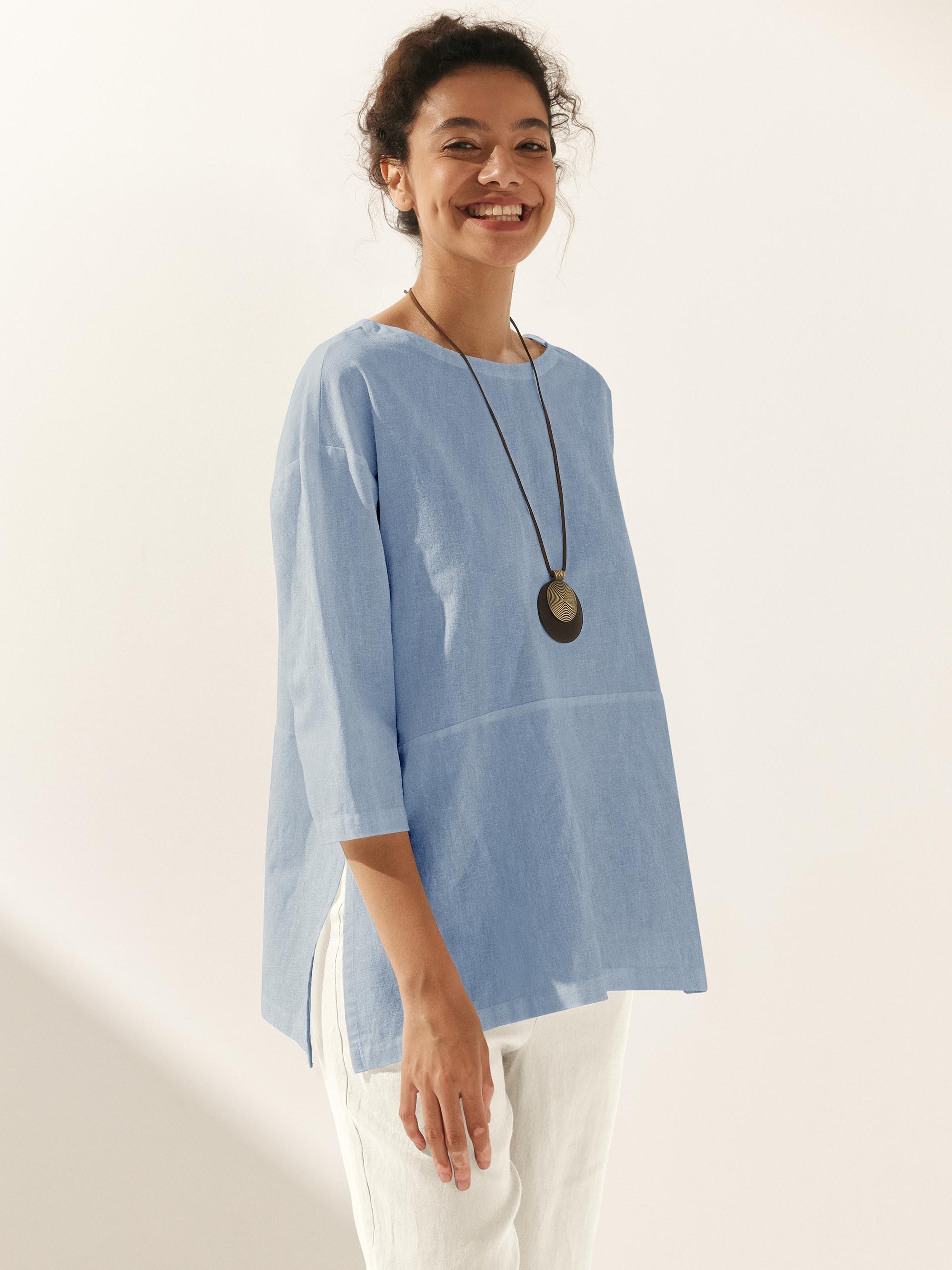 Linen White Boat Neck Oversized Top AVA
