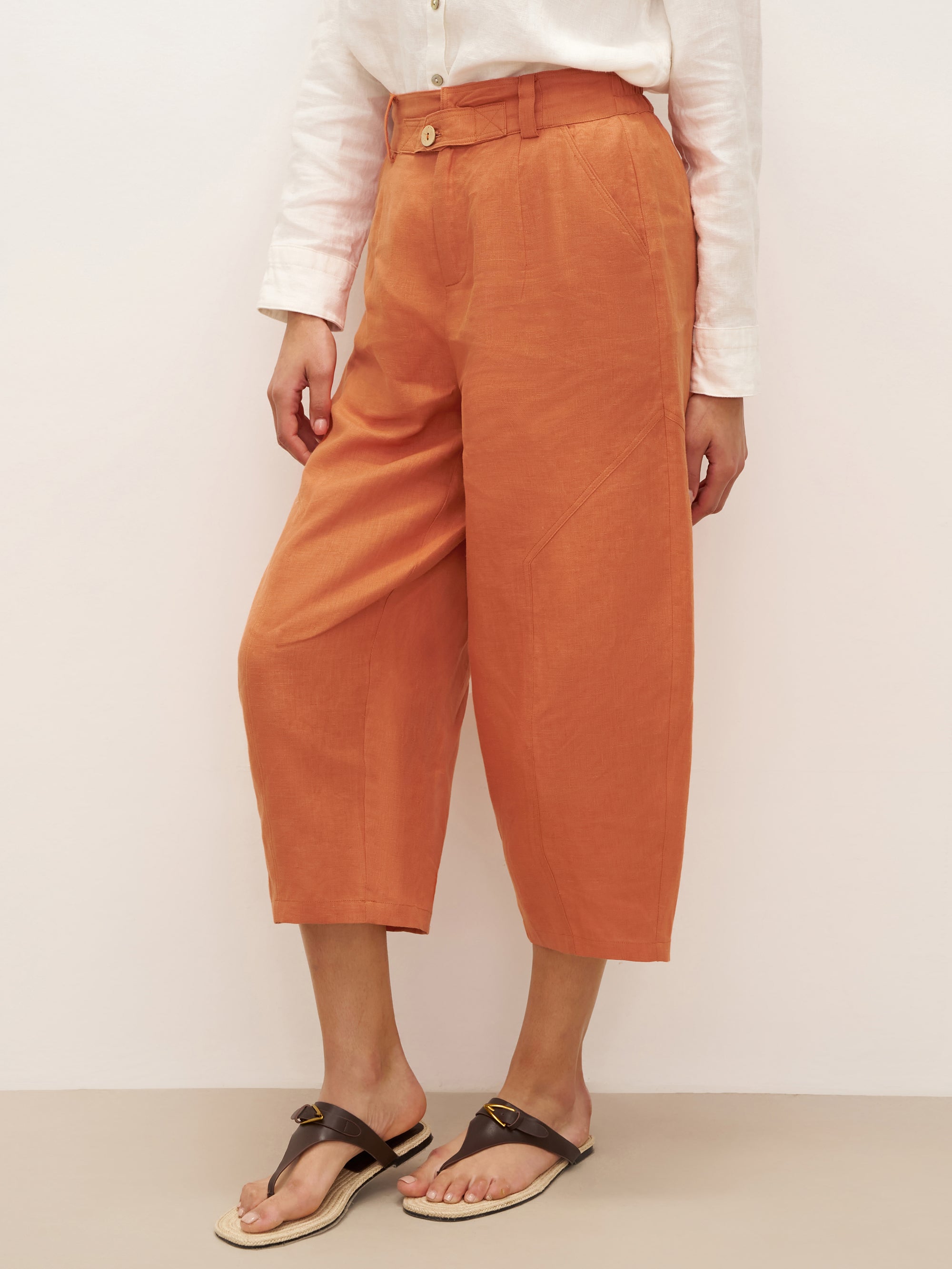 100% Linen High Waisted Ankle Pants DALLAS
