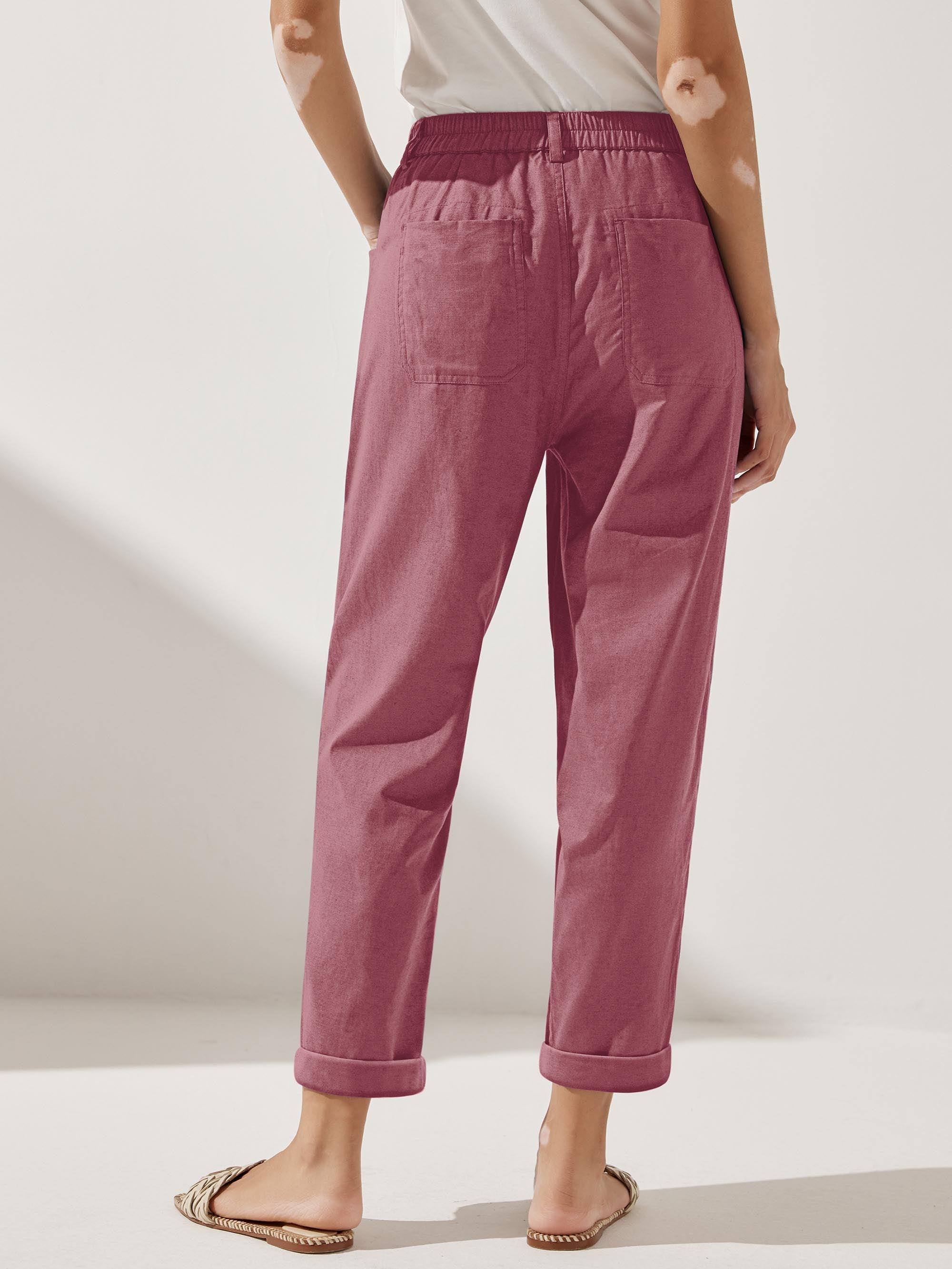 Linen Simple Button Fly Trousers