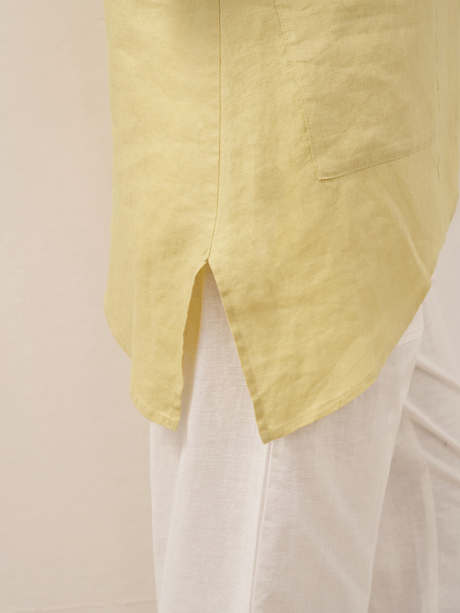 100% Linen Asymmetric Hem Long Top ISLA