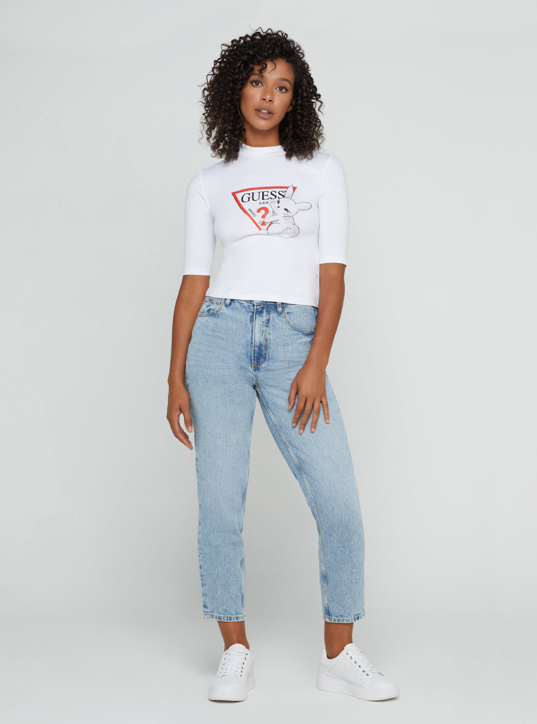 White Golden Rabbit Cropped Logo T-Shirt