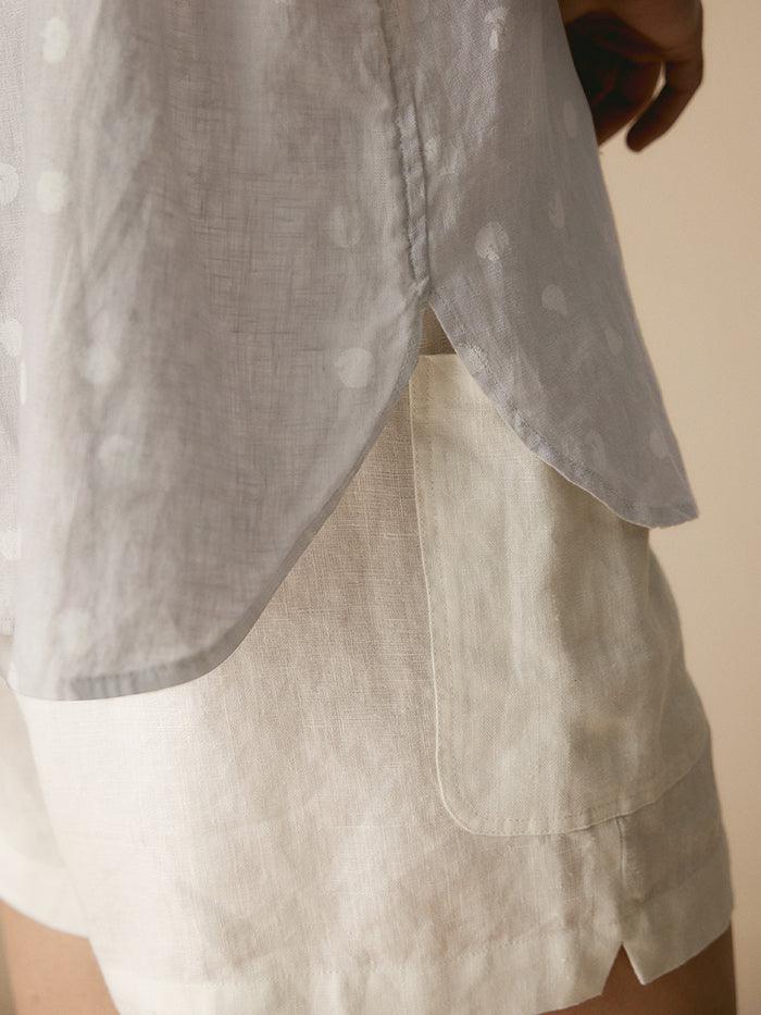 Linen Polka Dots Oversized Linen Shirt