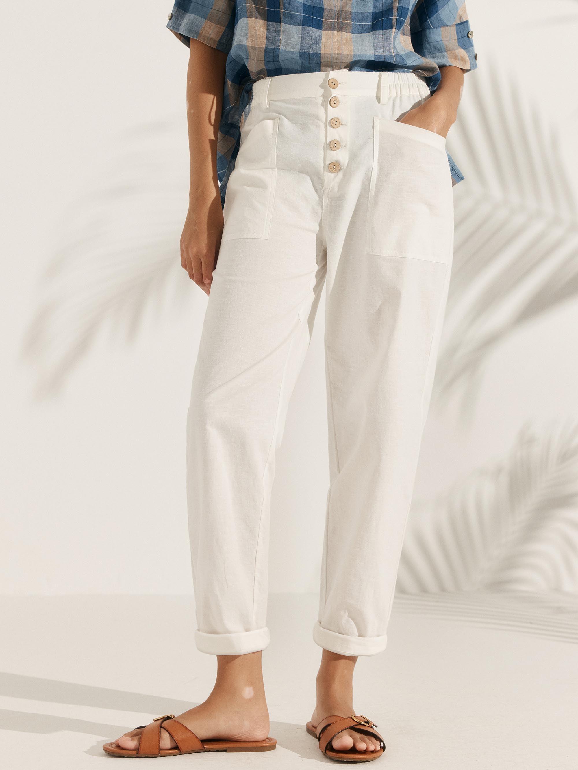 Linen Simple Button Fly Trousers