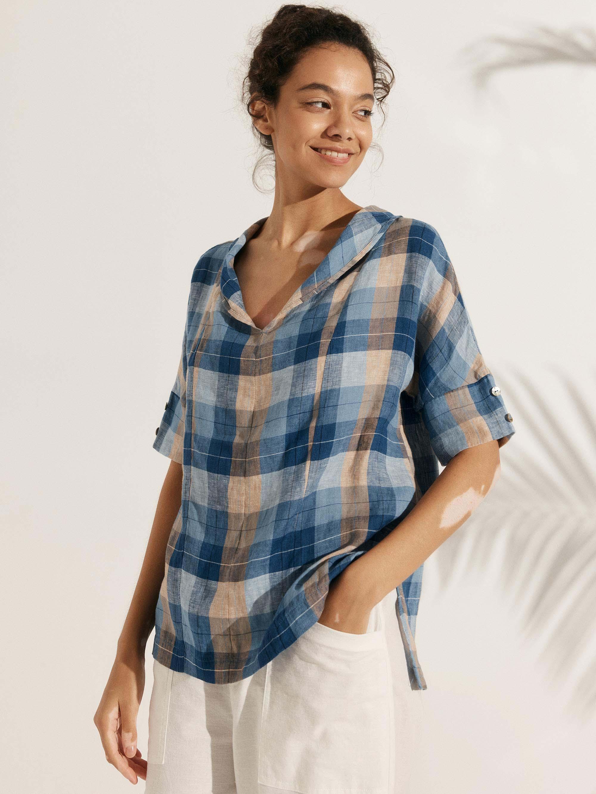 Linen V Neck Short Sleeve Shirt