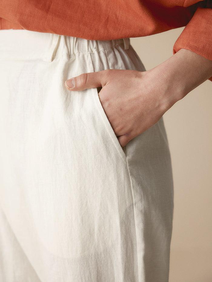 Linen Tailored Cropped Trousers CECILIA