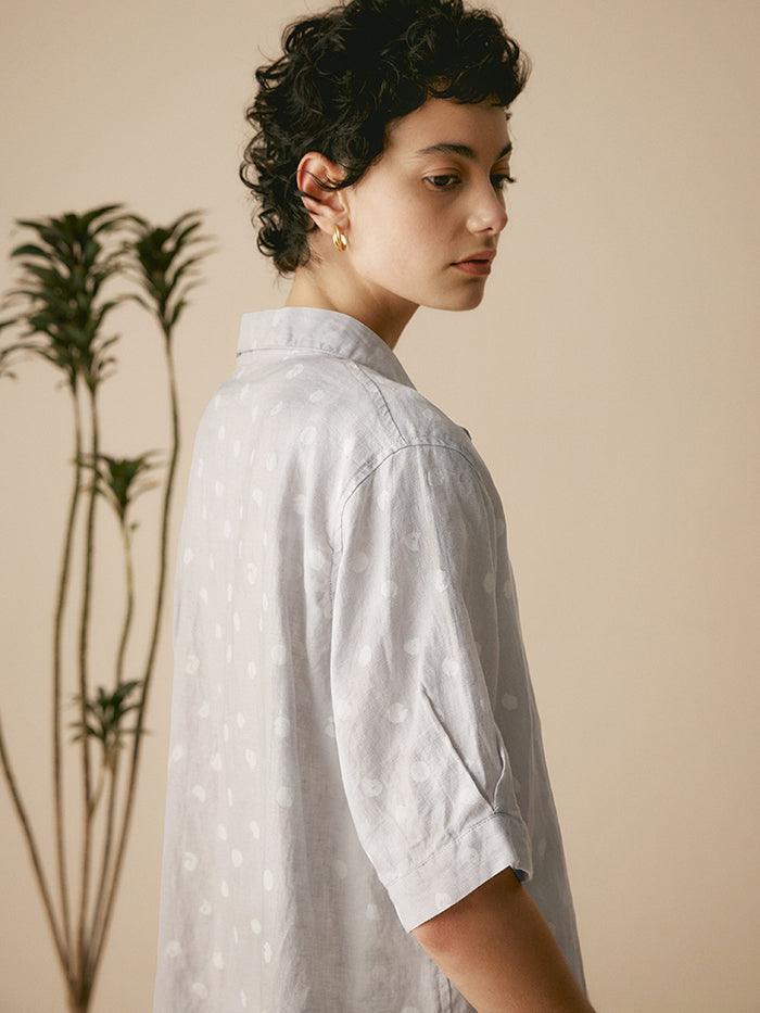 Linen Polka Dots Oversized Linen Shirt