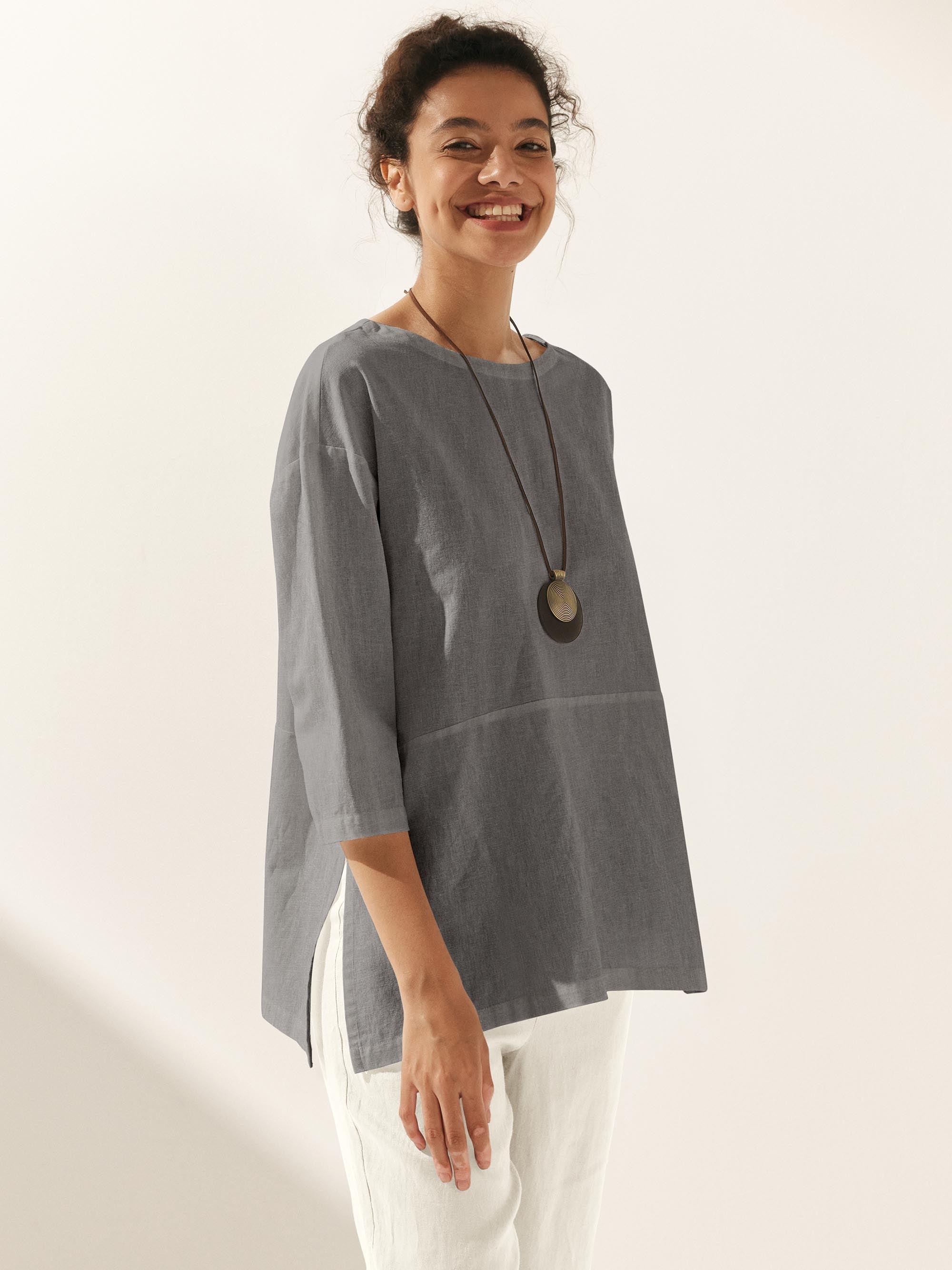 Linen White Boat Neck Oversized Top AVA