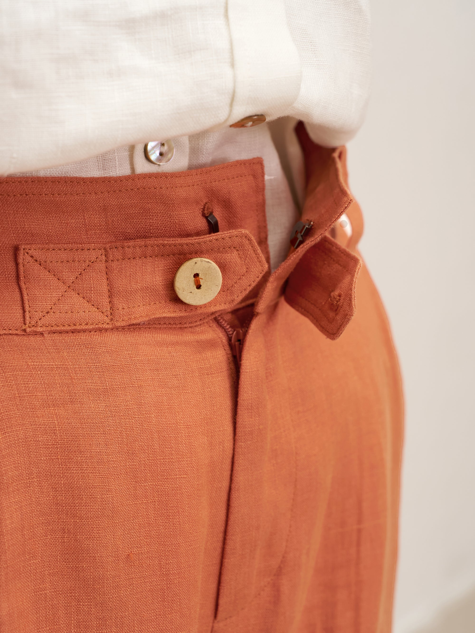 100% Linen High Waisted Ankle Pants DALLAS