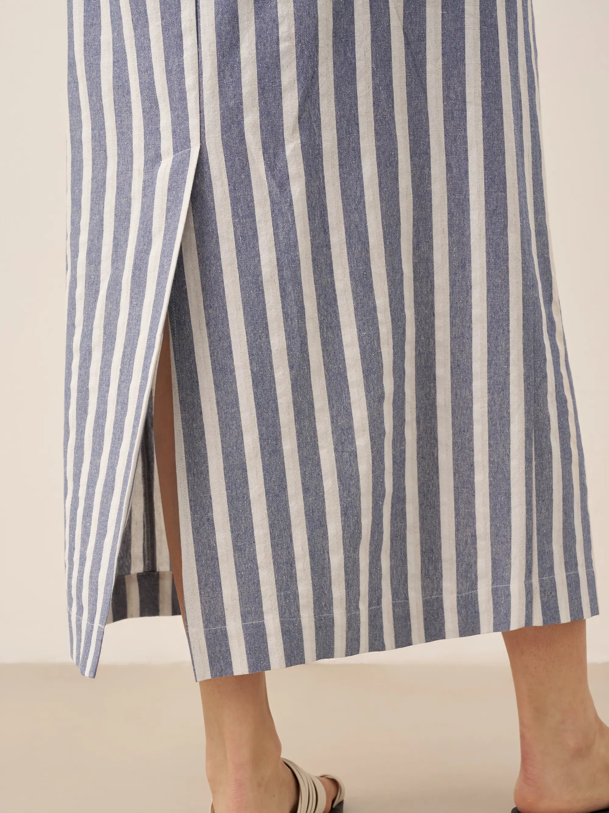 Linen Striped Drawstring Skirt ELISE