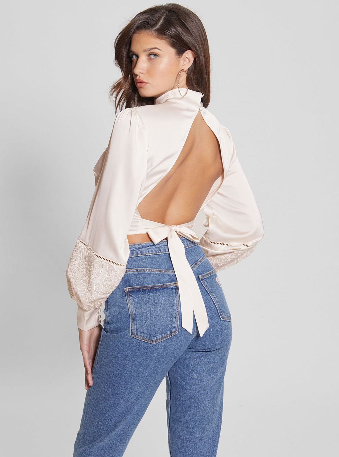 Eco Cream White Angela Open Back Top