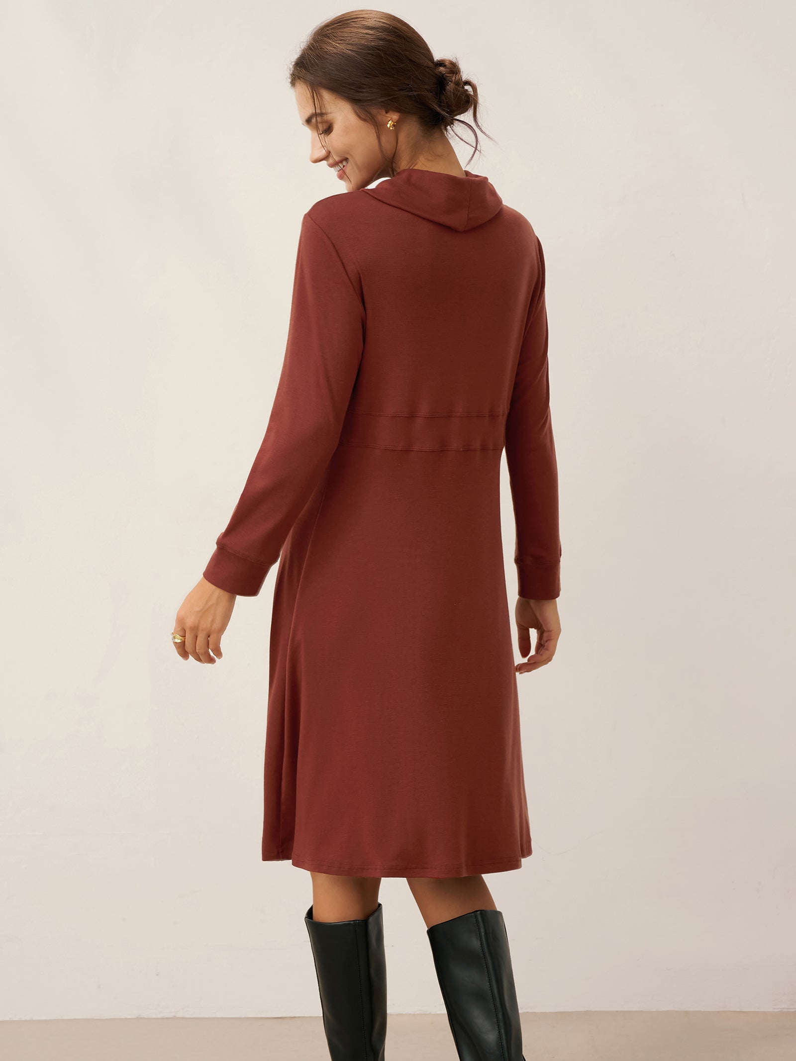 Tencel Wool Draped Neck Stretch Midi Dress KIRA