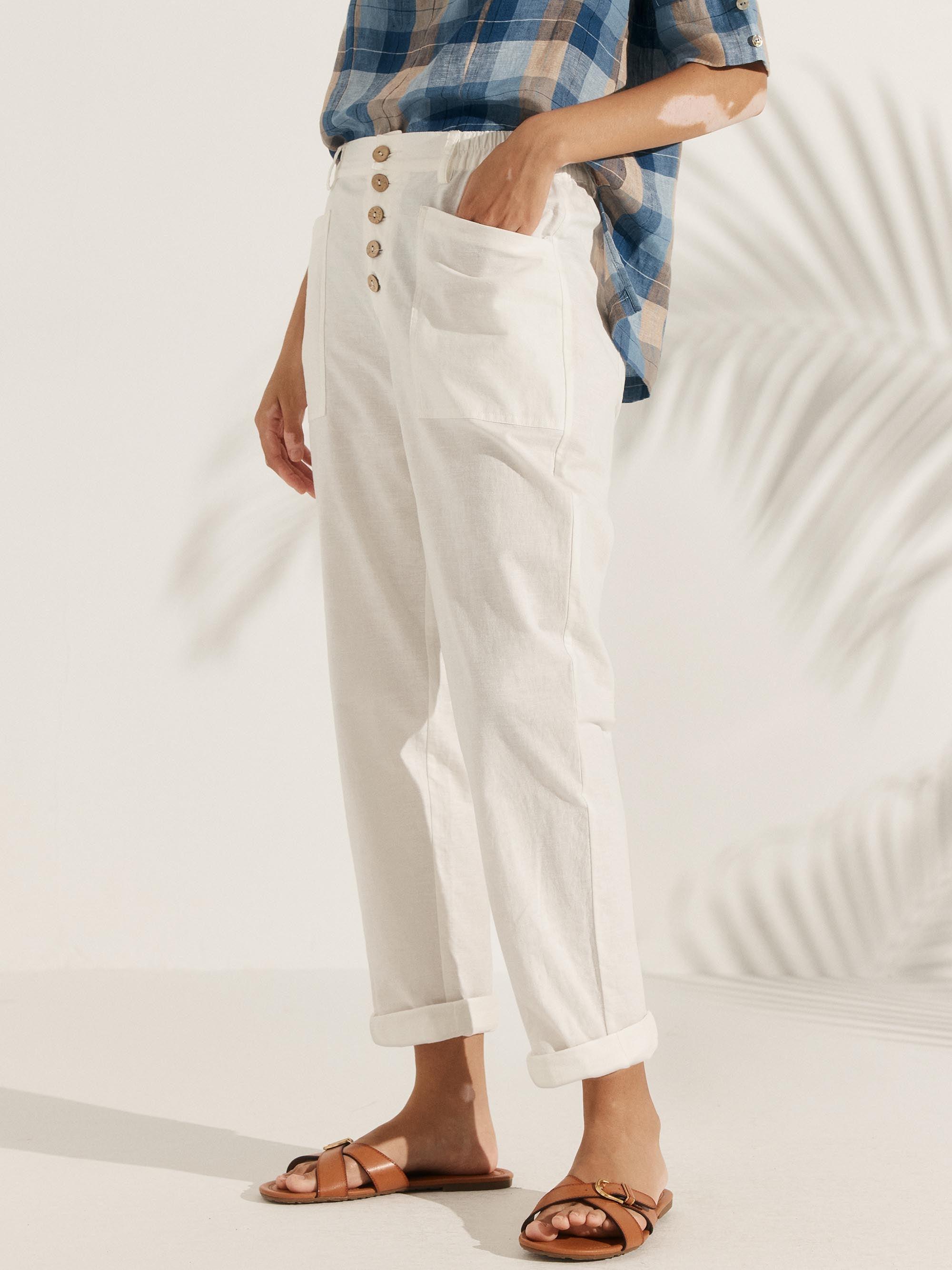 Linen Simple Button Fly Trousers