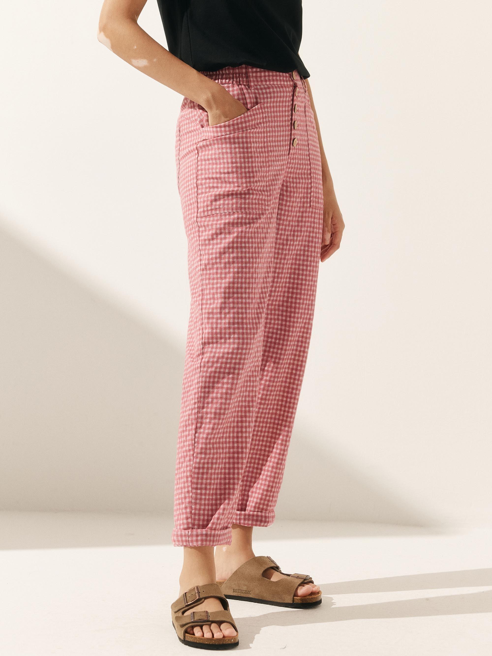 Linen Simple Button Fly Trousers