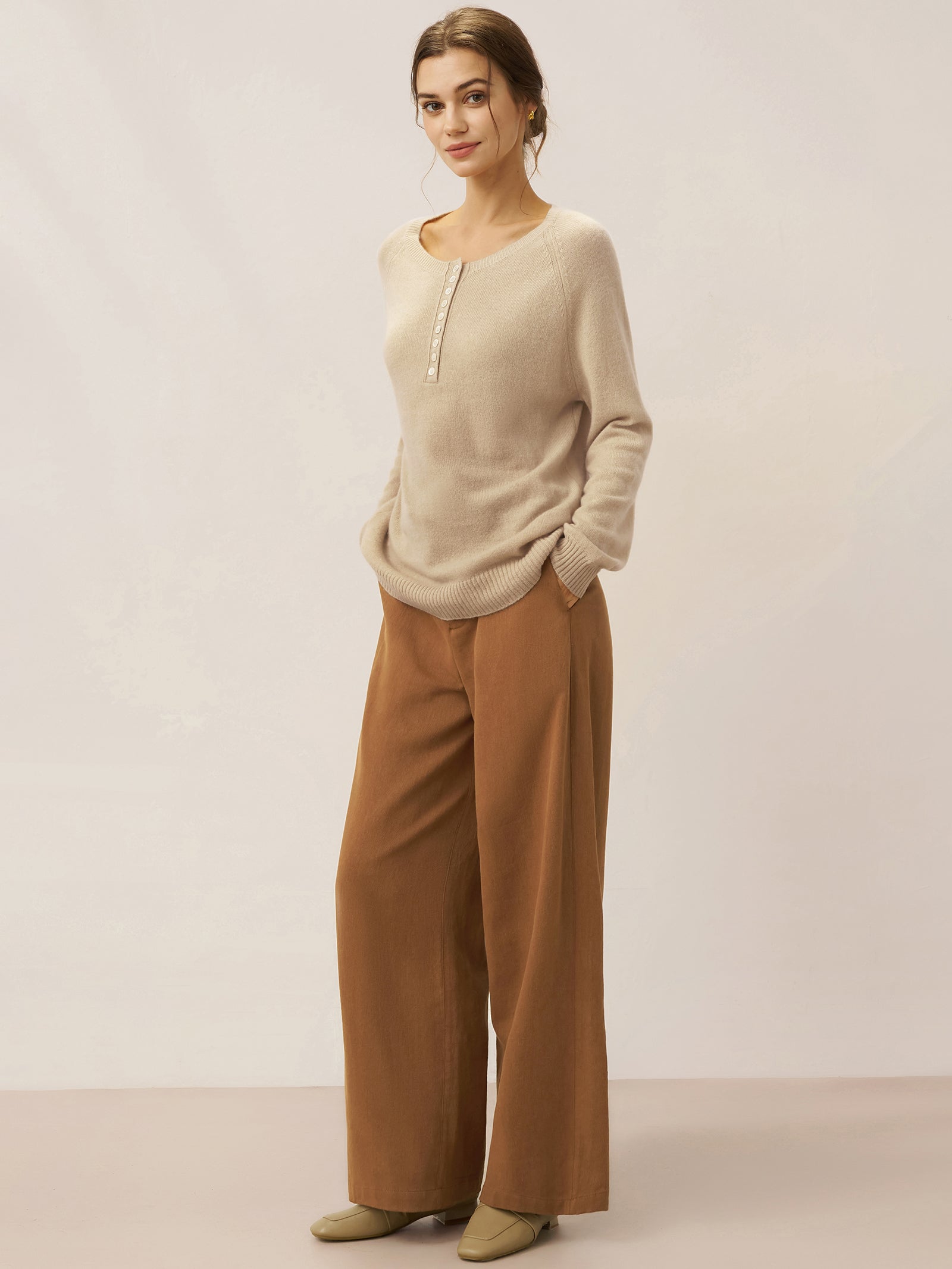 Tencel Linen Drawstring Straight Leg Pants