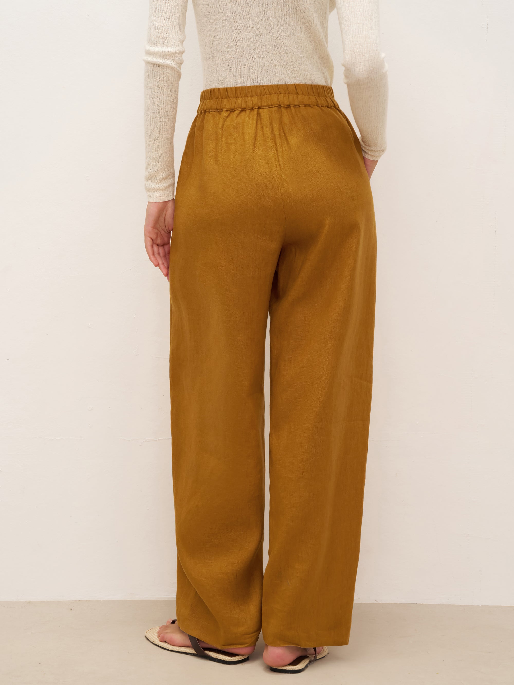 100% Linen Banana Cut Pants with Pockets EDELINE