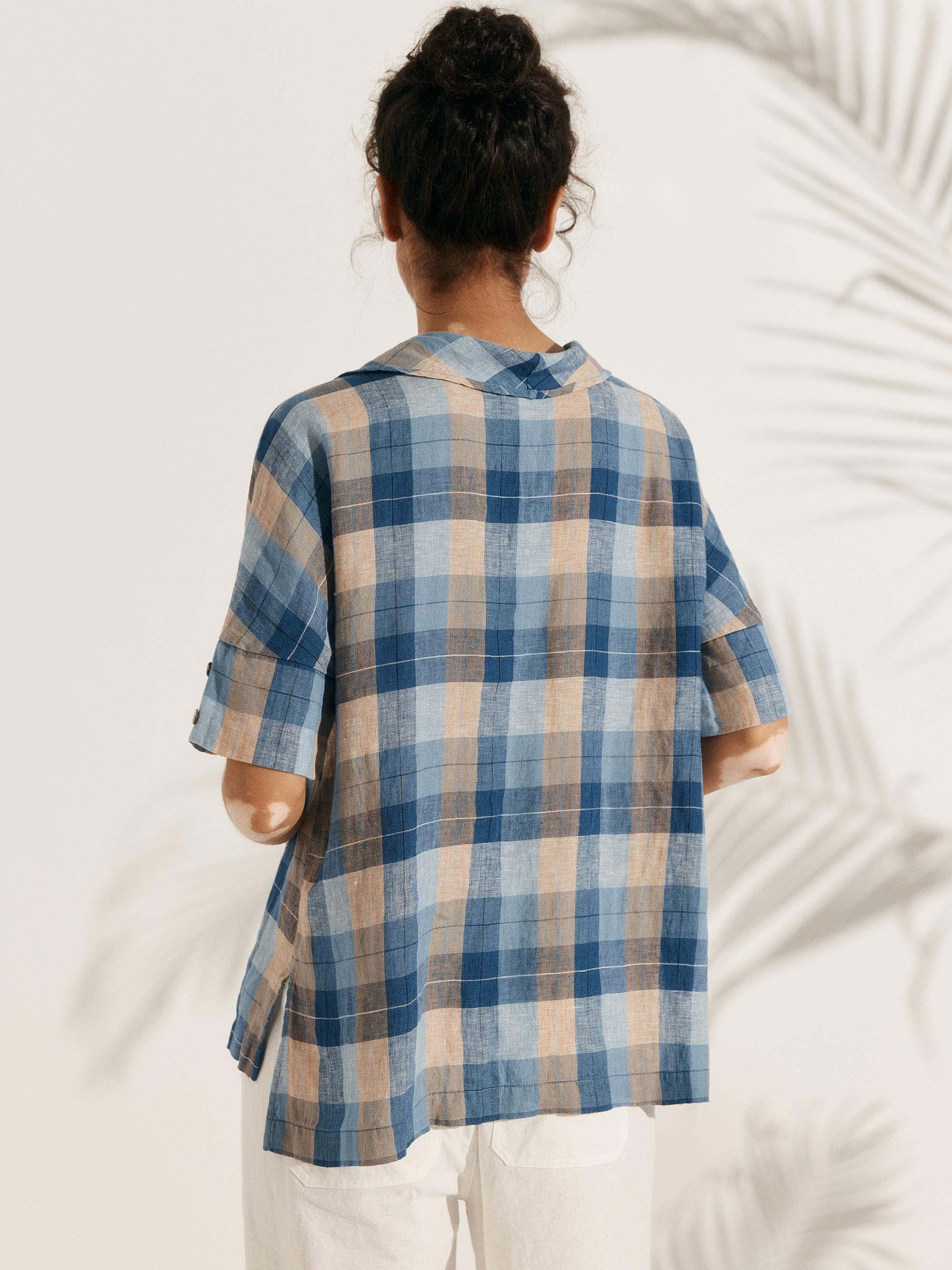 Linen V Neck Short Sleeve Shirt