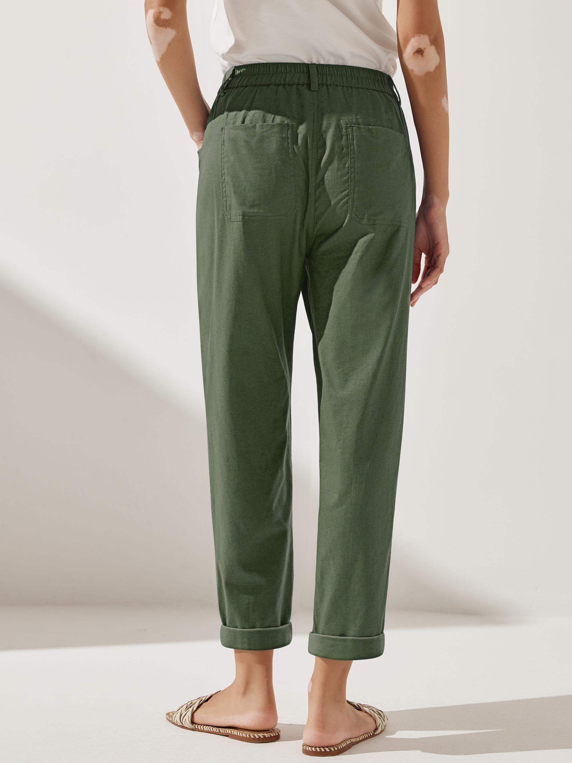 Linen Simple Button Fly Trousers