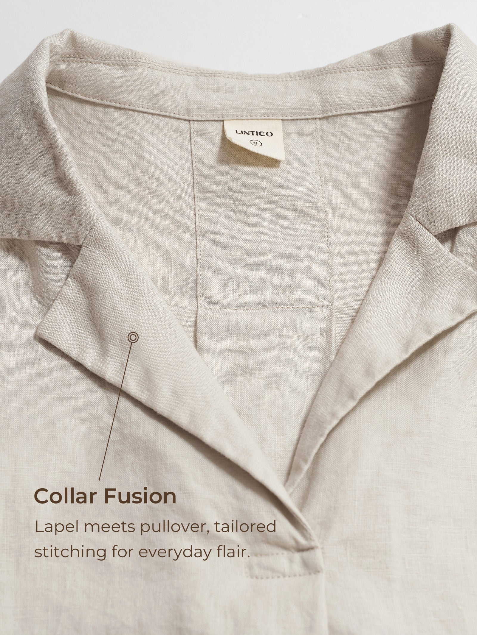 100% Linen Blazer-Inspired Pullover Top DINA