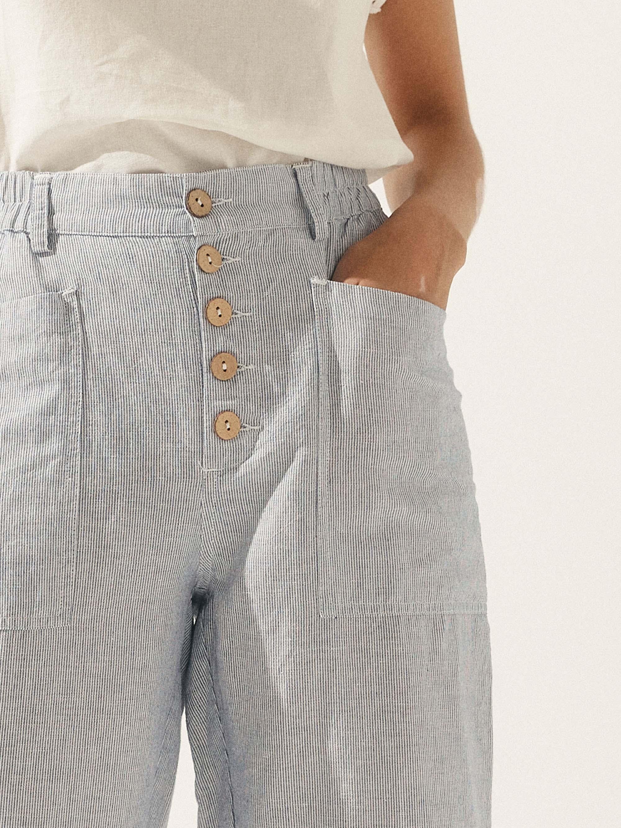 Linen Simple Button Fly Trousers