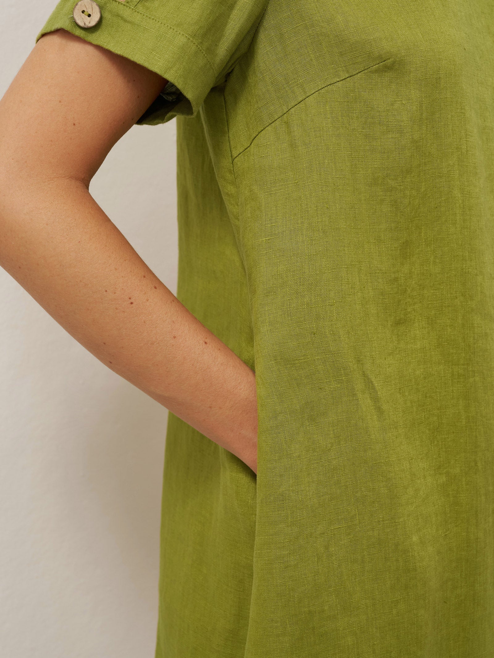 100% Linen Eyelet Short Sleeve Mini Dress LIA